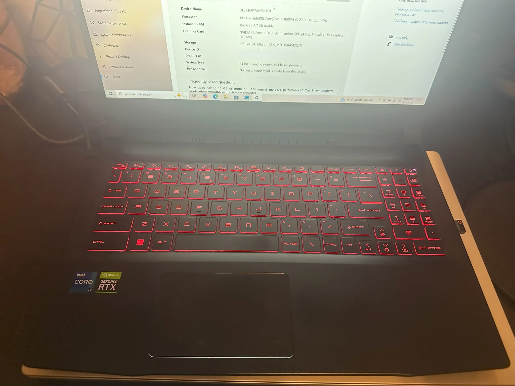 MSI Katana GF66 11UD 15.6" RTX™ 3050Ti