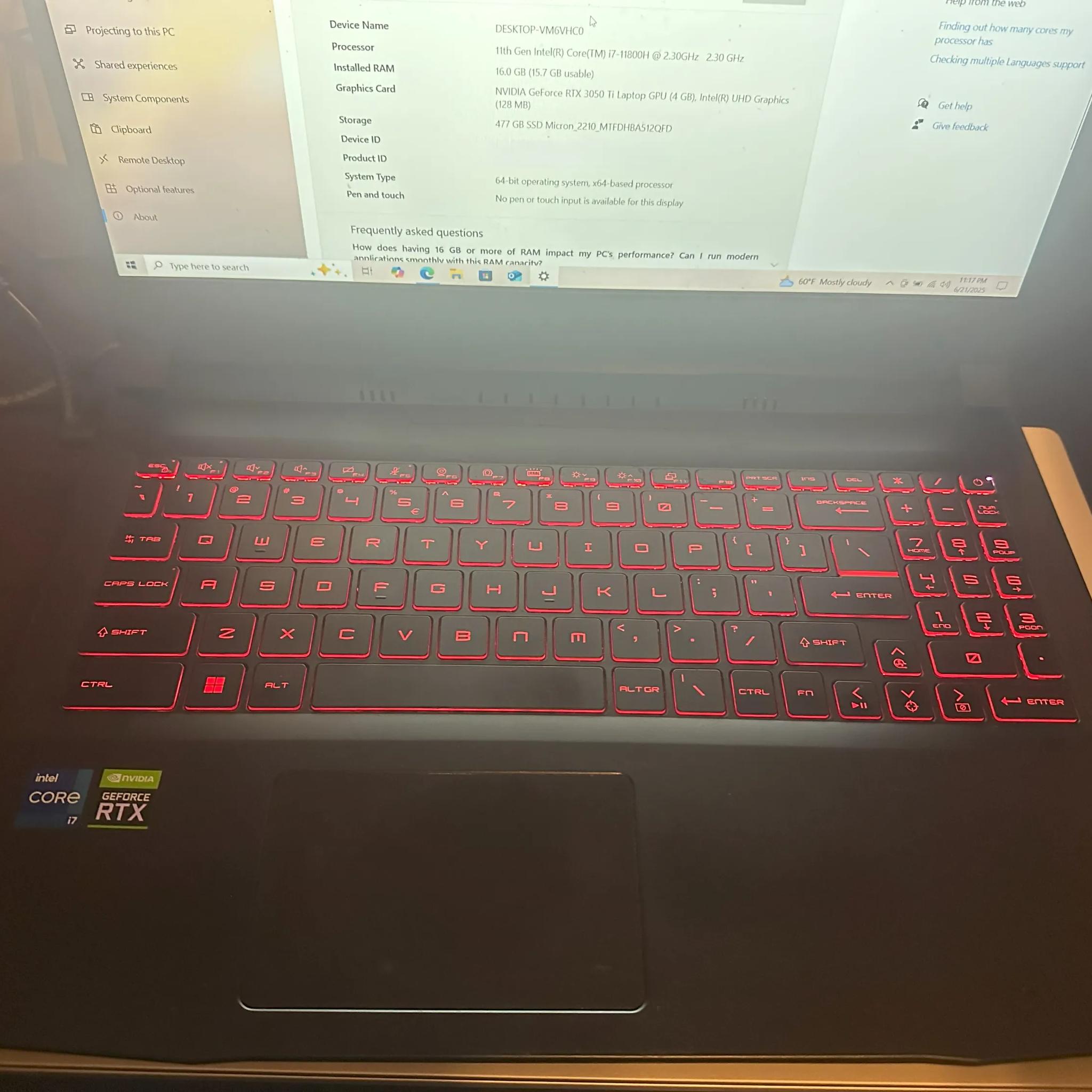 MSI Katana GF66 11UD 15.6" RTX™ 3050Ti