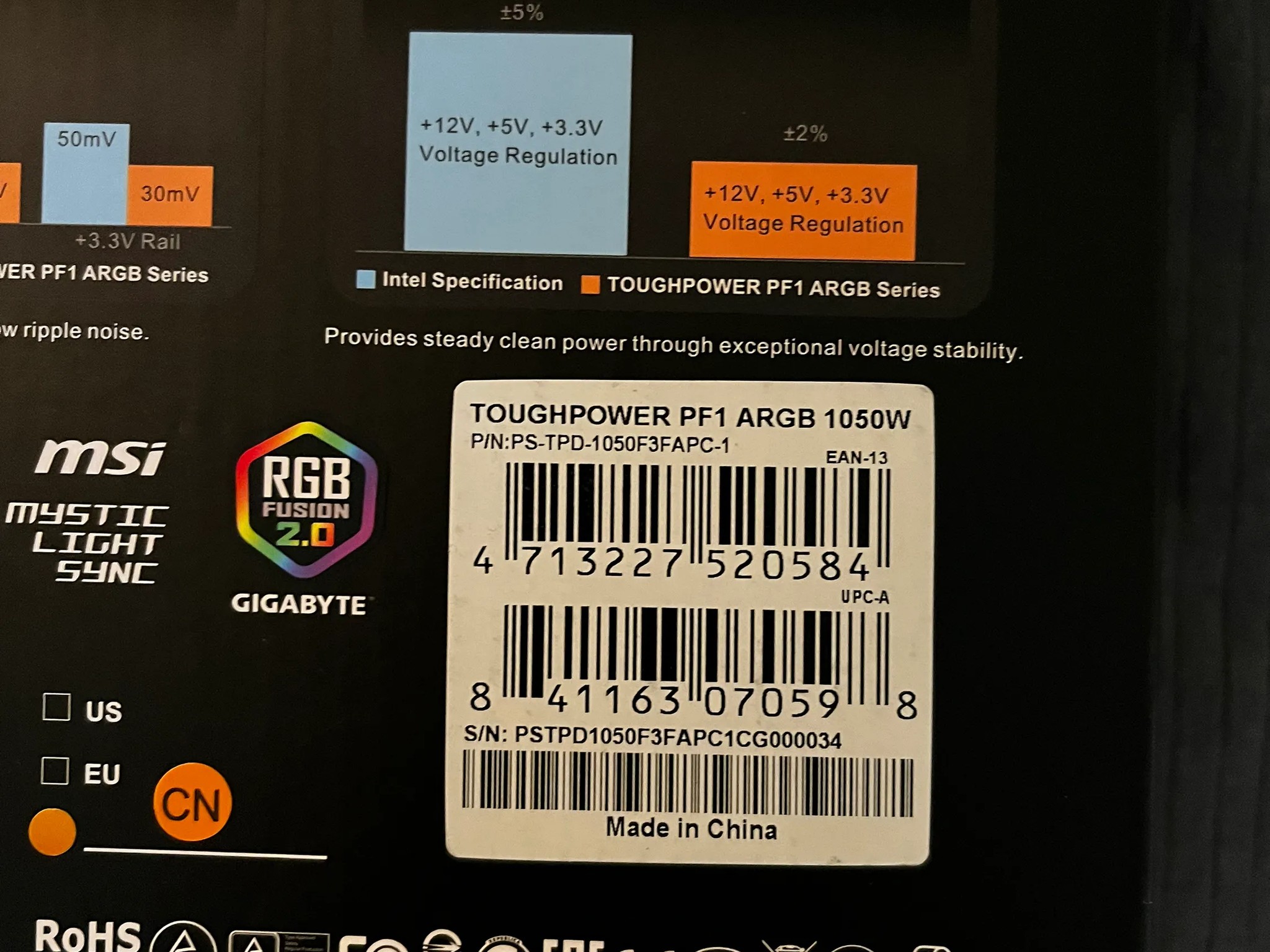 Thermaltake TOUGHTPOWER PF1 ARGB 1050W PSU Platinum rated