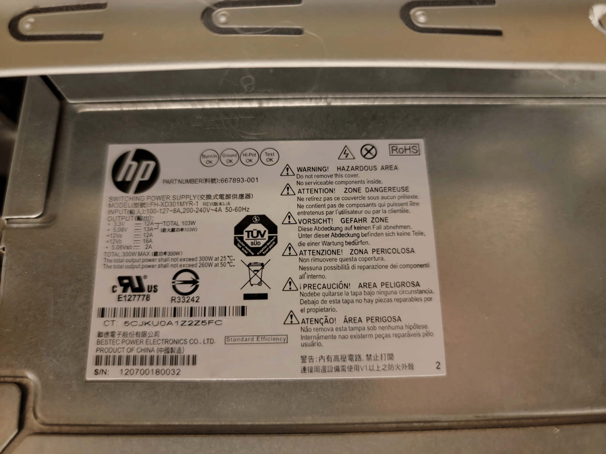 HP FH-XD301MYR-1 300W Power Supply