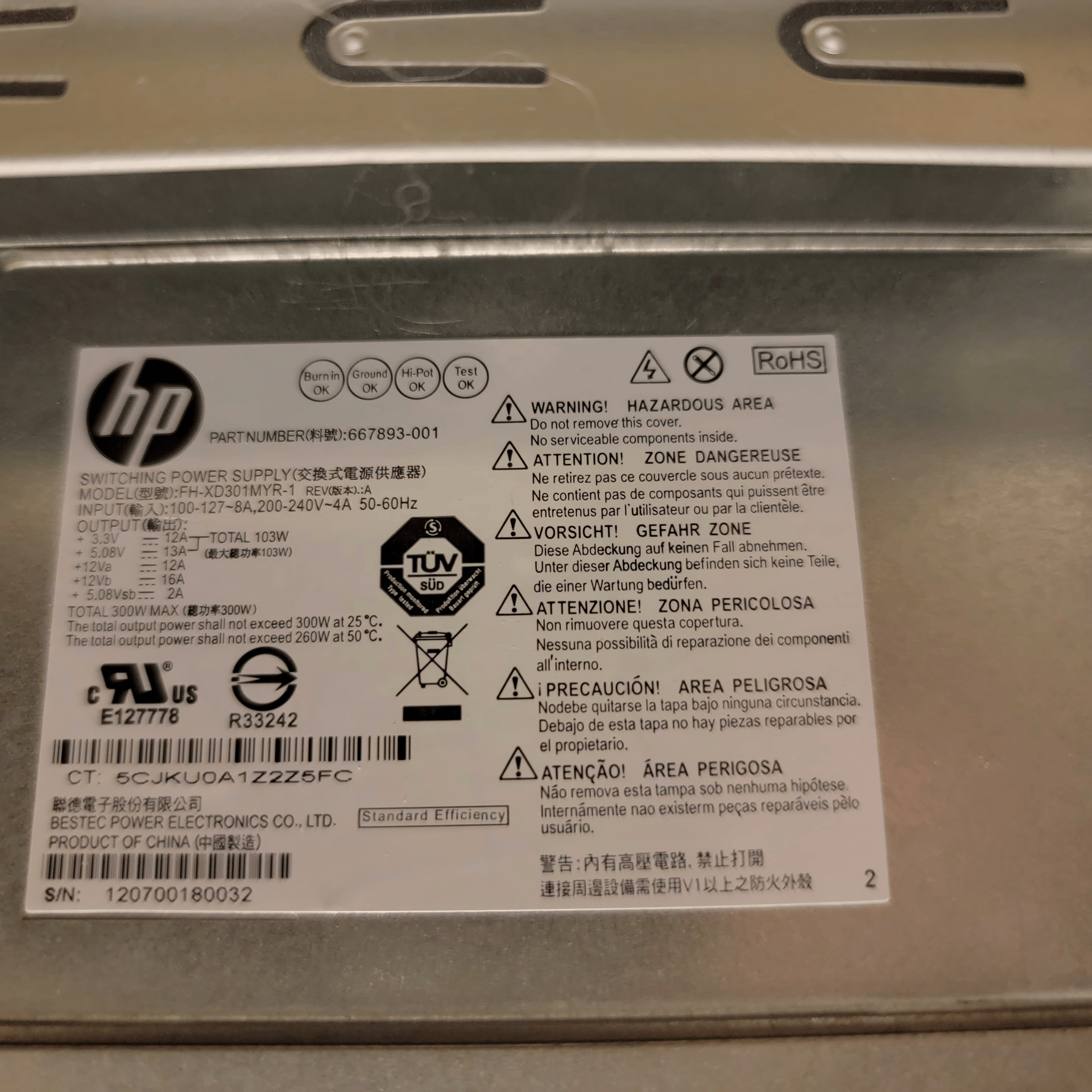 HP FH-XD301MYR-1 300W Power Supply