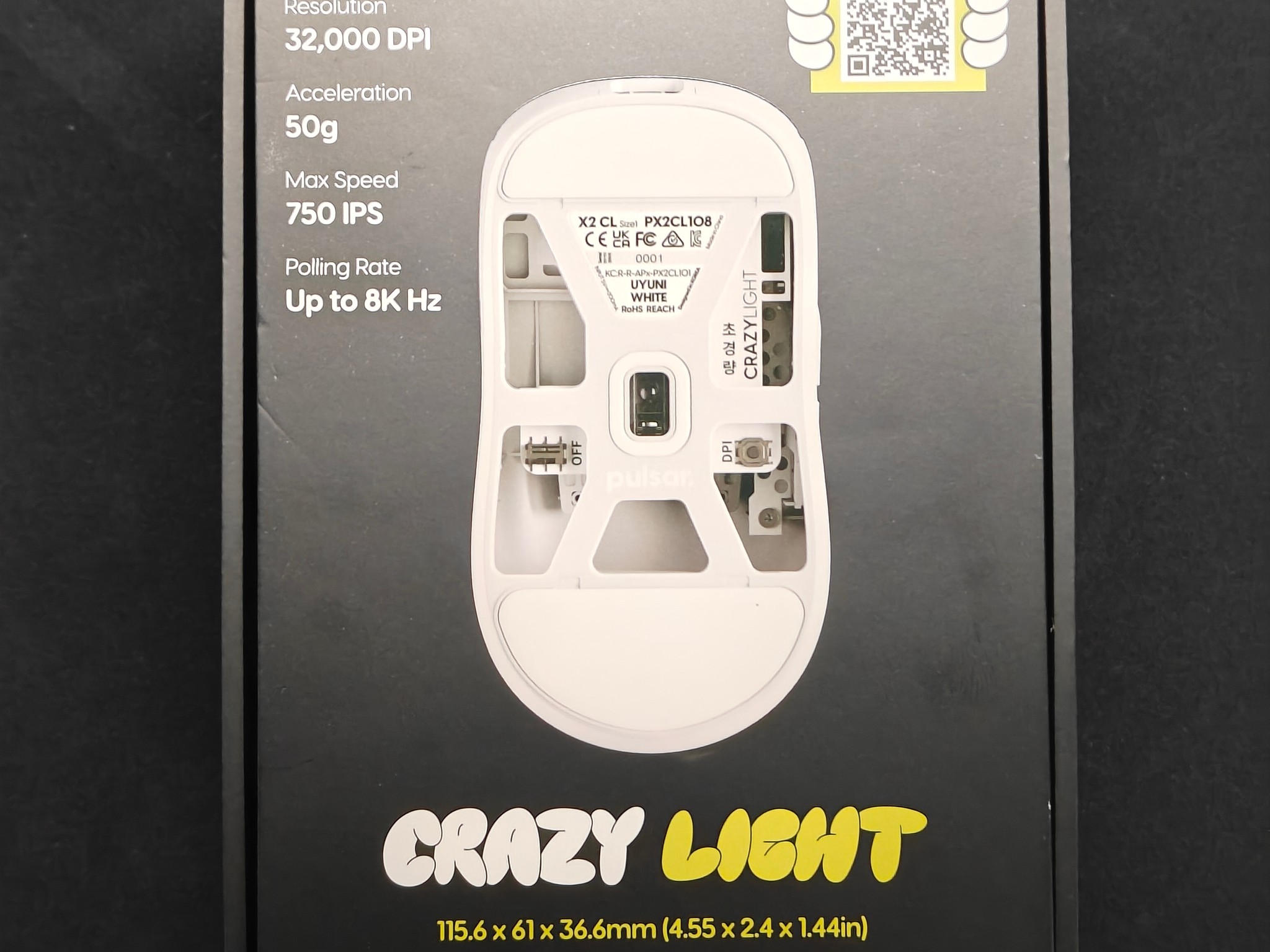 Pulsar X2 Crazy Light Wireless 8K Uyuni White Mouse, Size 1 Mini