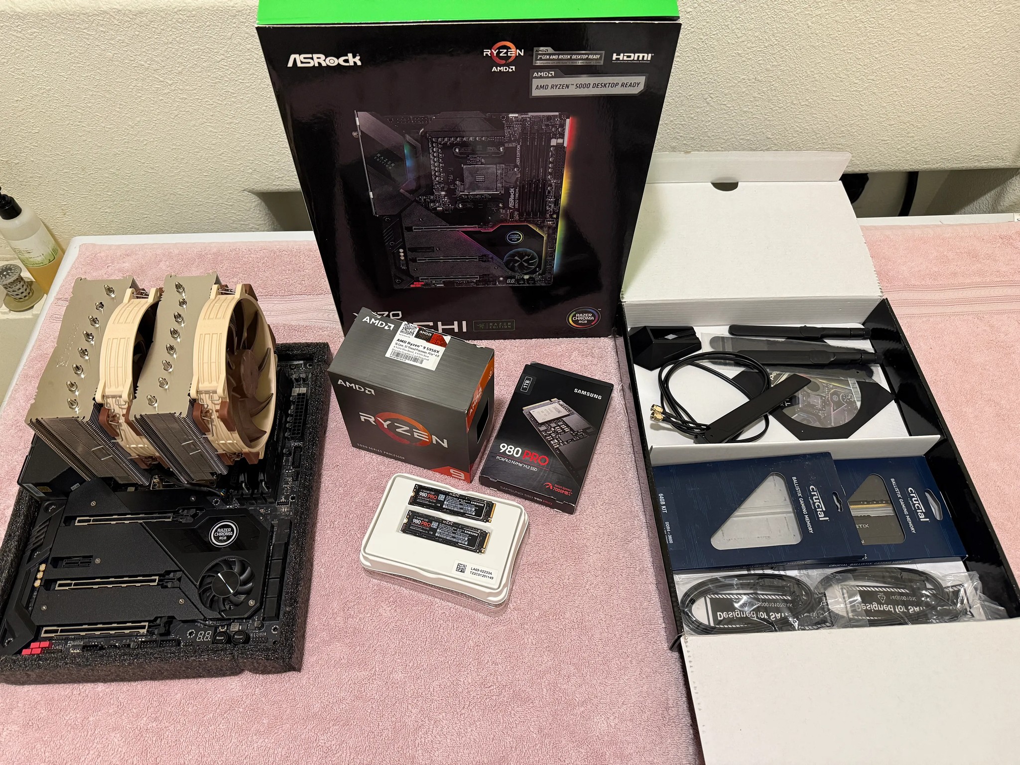 AMD AM4 X570 bundle|Asrock X570 MOBO|Ryzen 9 5950X CPU|2 kits DDR4 64GB|2 1TB NVMe M.2|Noctua Cooler