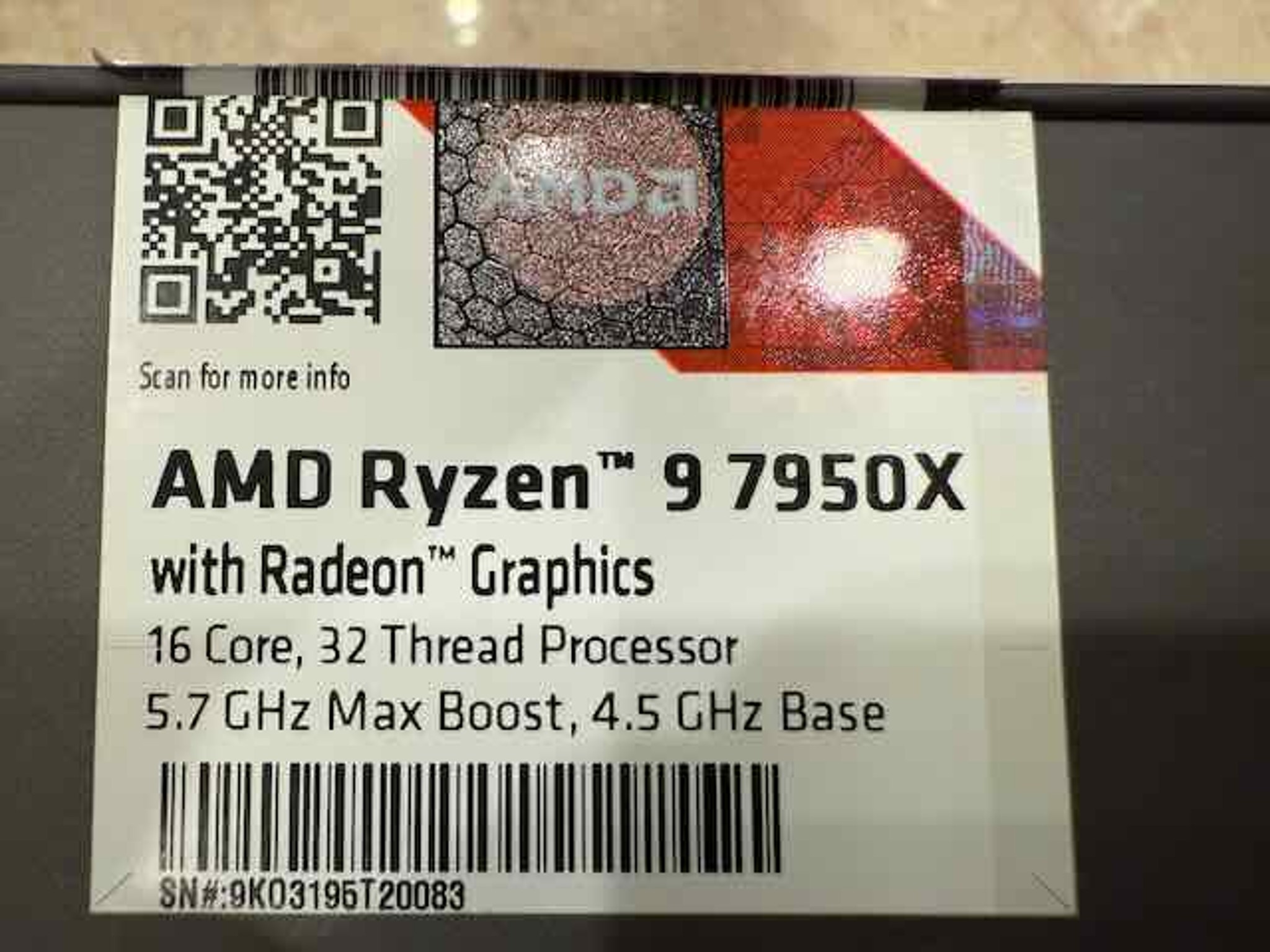 AMD Ryzen 9 7950x Processor (16 Core, 32 Thread, 5.7 GHz, AM5)