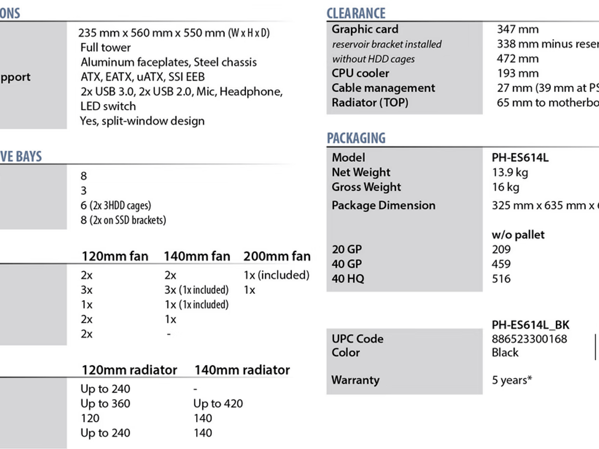 Phanteks Enthoo Luxe full tower computer case in original retail box with all parts and accessories