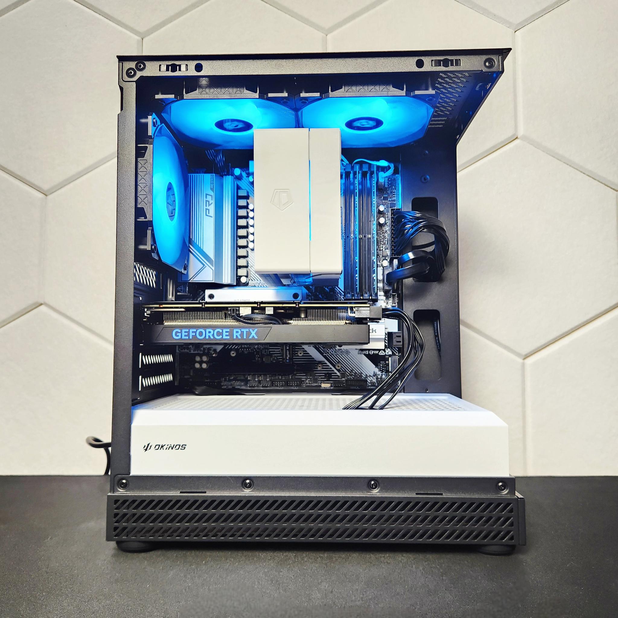 RTX 4060TI 8GB | Ryzen 7 8700F | 16GB DDR5 | 512GB SSD + 1TB HDD | Win 11 Home | WIFI+BT "Panda"