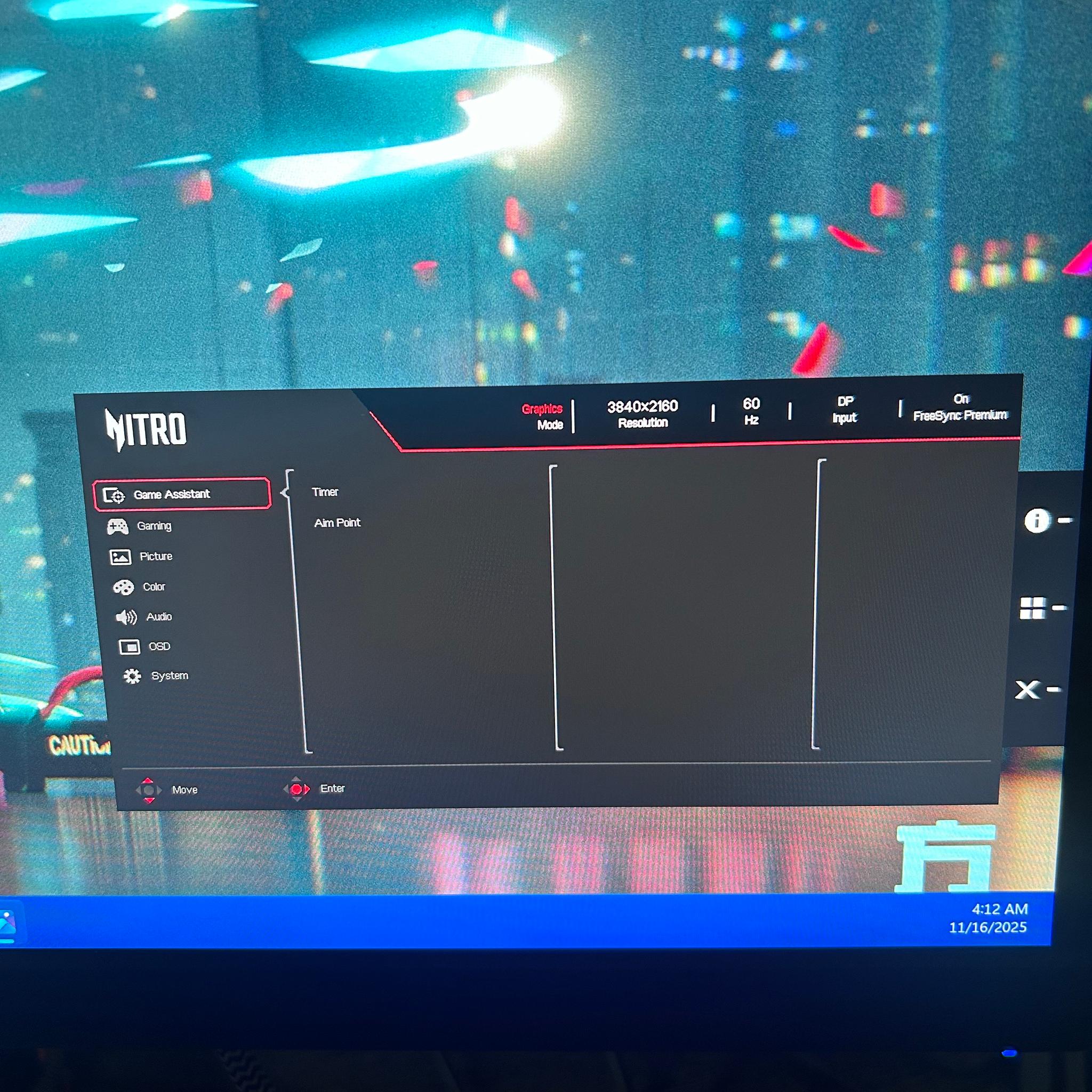 Acer Nitro 27" 4K (160hz) (3840 x 2160) Gaming Monitor (XV272K)