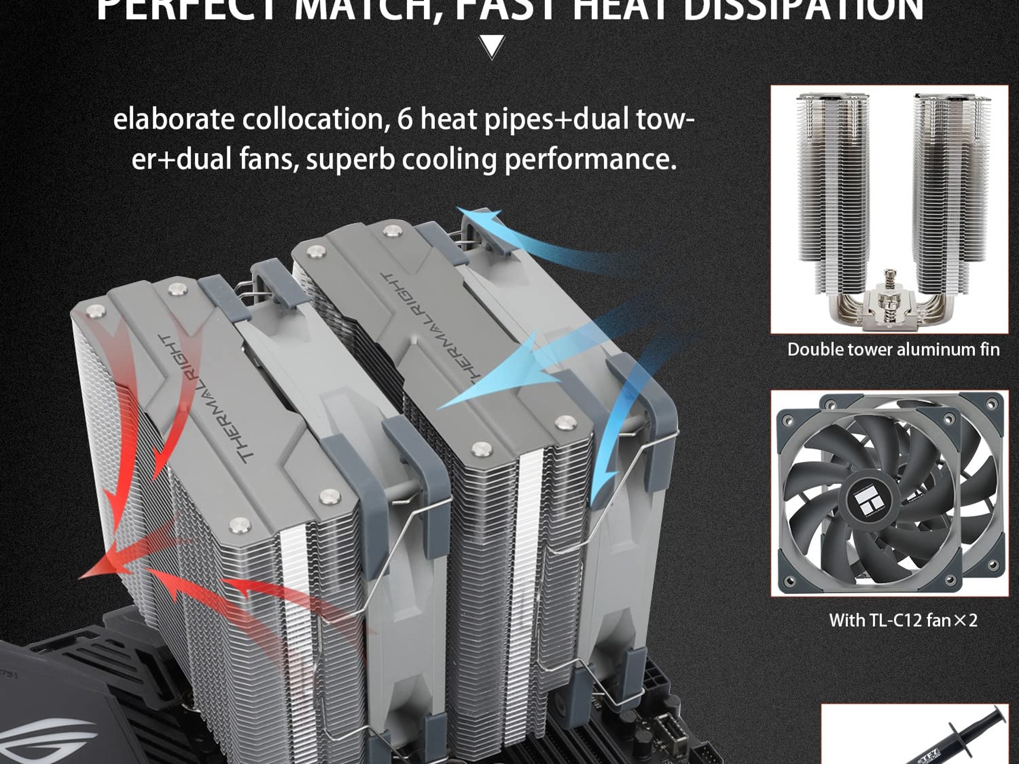 Thermalright Peerless Assassin 120 CPU Air Cooler, 6 Heatpipes, Dual 120mm TL-C12 PWM Fans