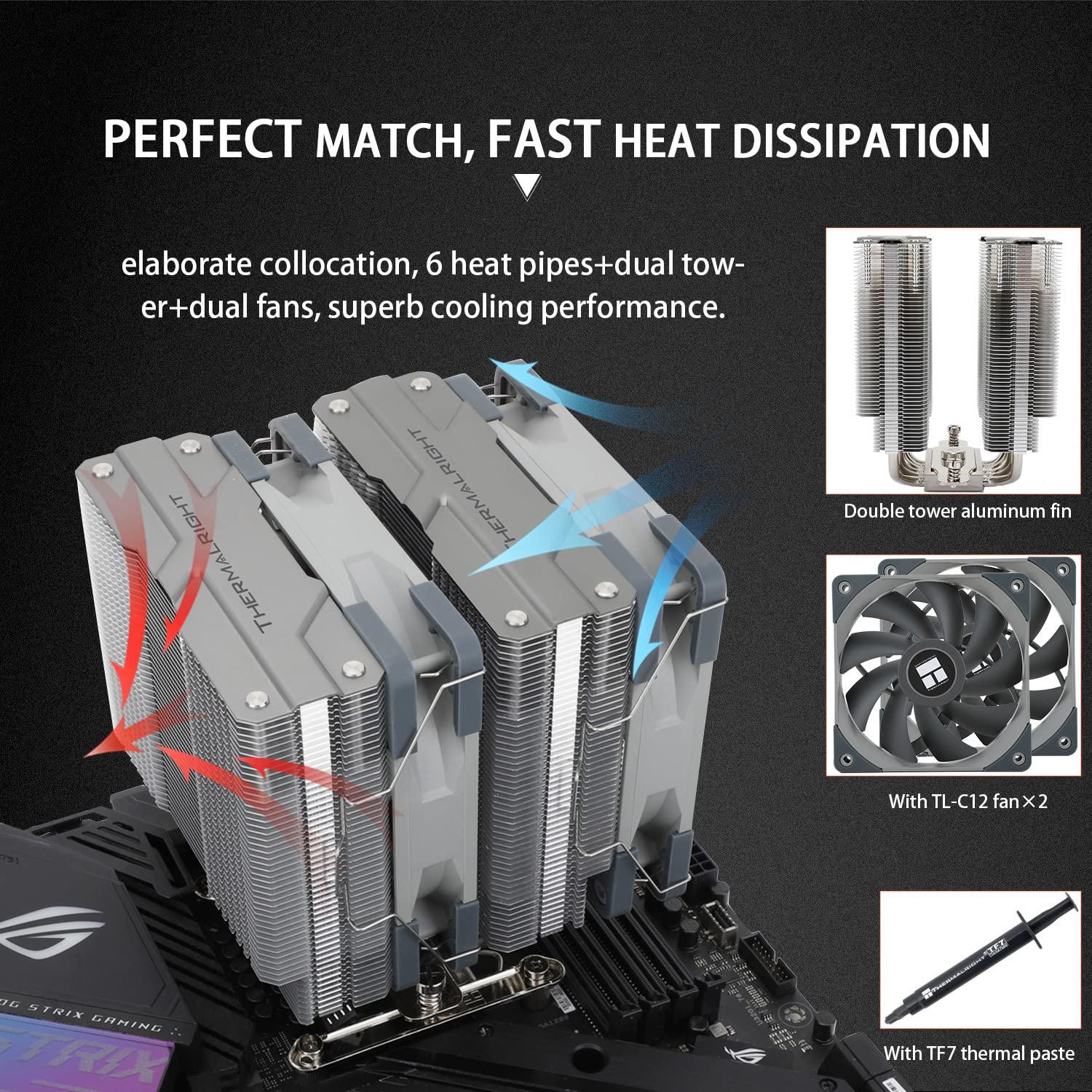 Thermalright Peerless Assassin 120 CPU Air Cooler, 6 Heatpipes, Dual 120mm TL-C12 PWM Fans
