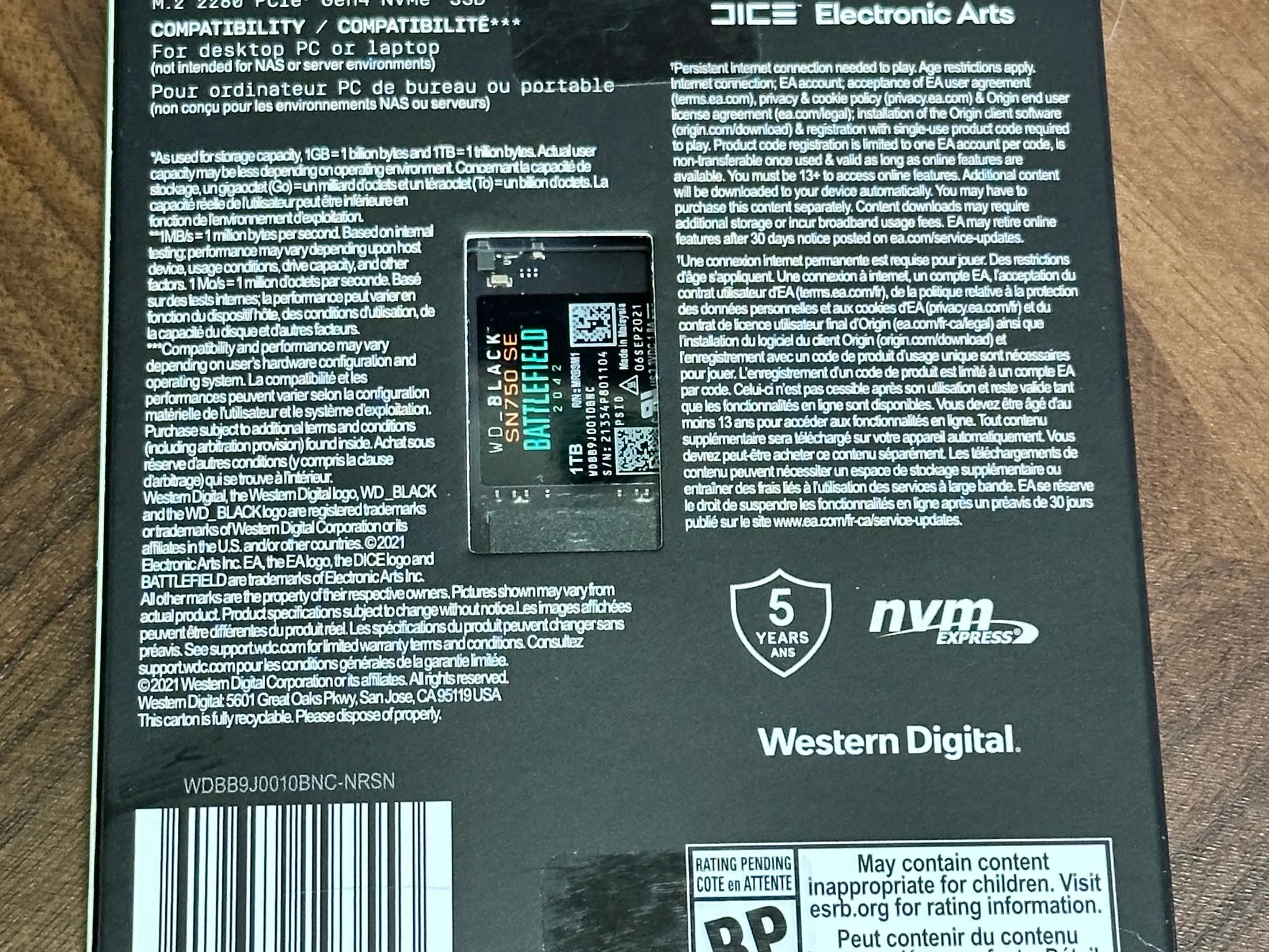 WD_BLACK 1TB SN750 SE NVMe SSD Gen4 PCIe, M.2 2280, Up to 3,600 MB/s