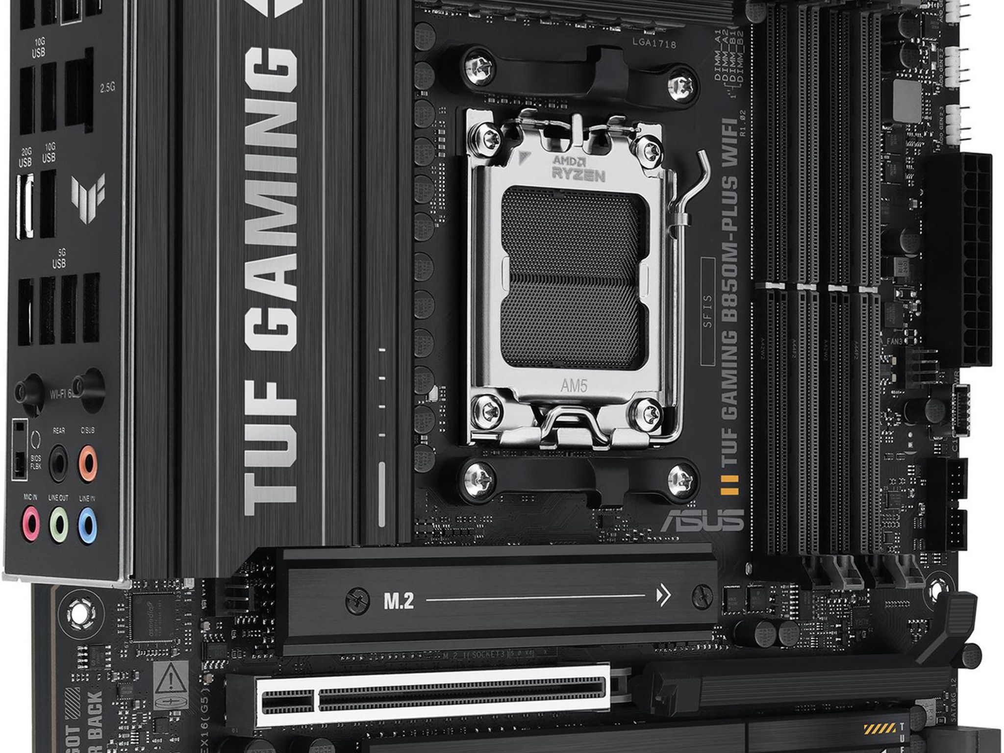 ASUS TUF GAMING B850M-PLUS WIFI AMD B850 AM5 DDR5 MicroATX Desktop Motherboard