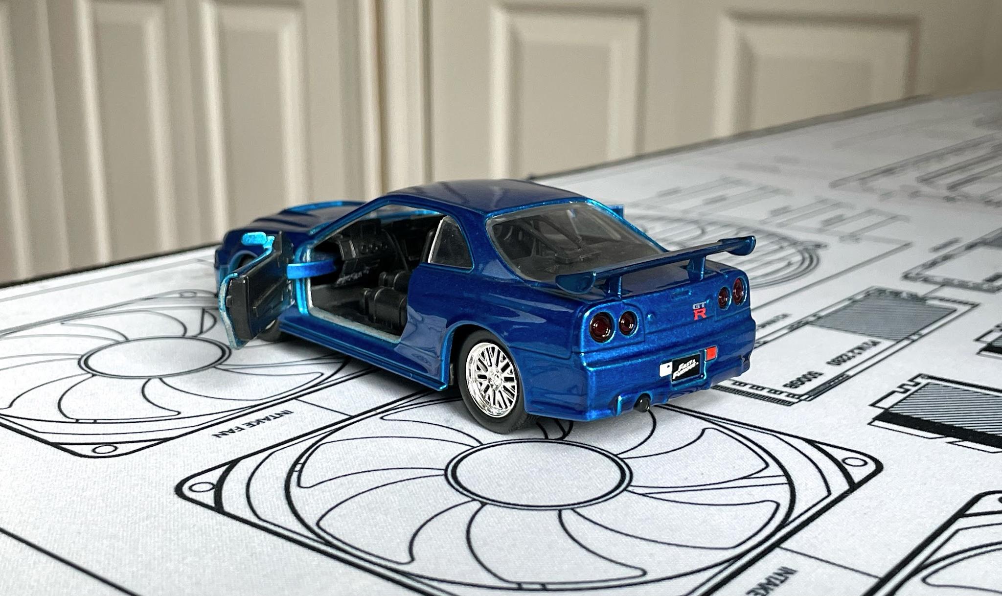 Jada Toys Fast & Furious Brian's 2002 Blue Nissan Skyline GT-R R34 Diecast Car Model 1:32
