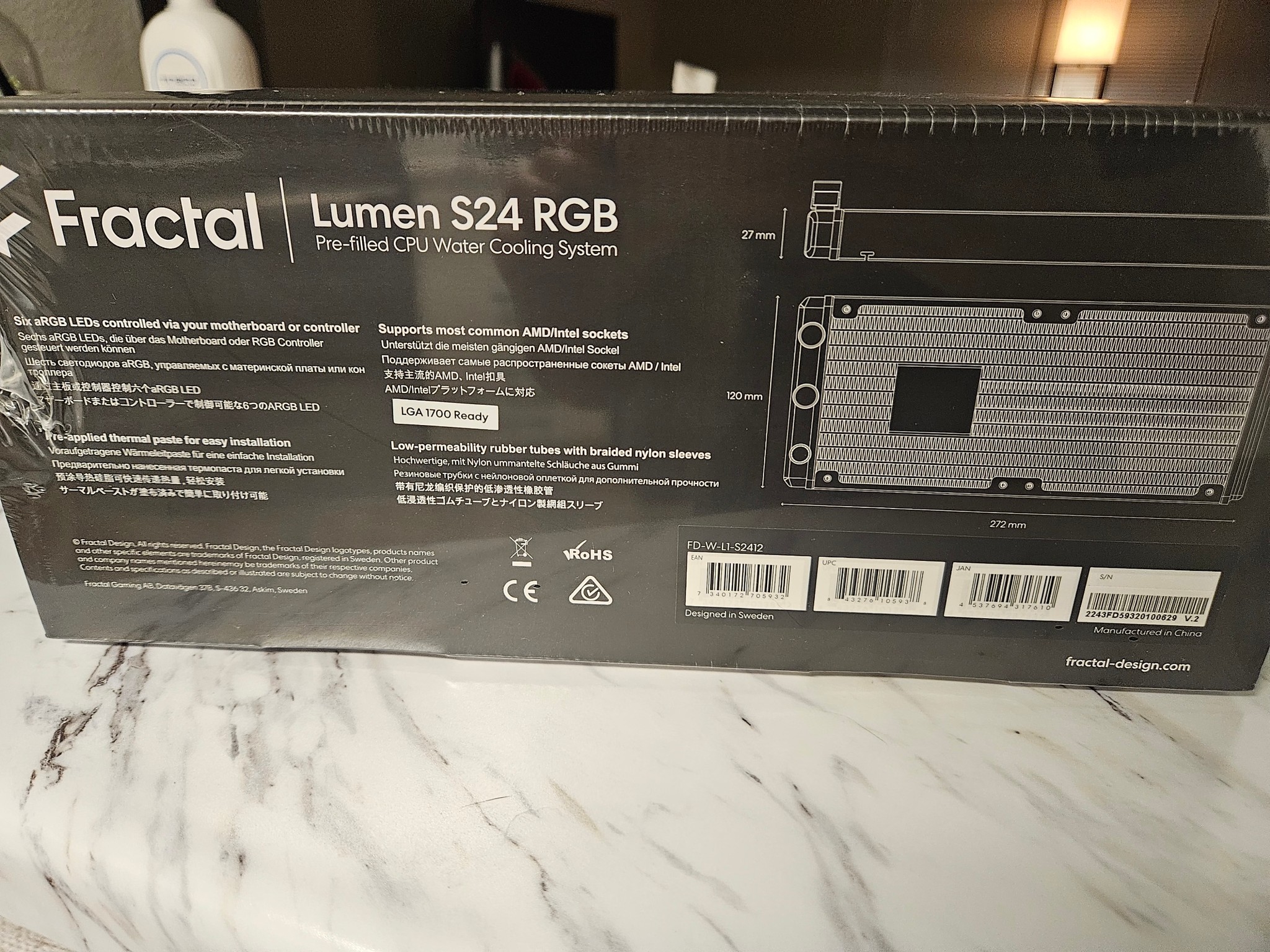 Lumen S24 RGB Pre-filled CPU Water Cooling System