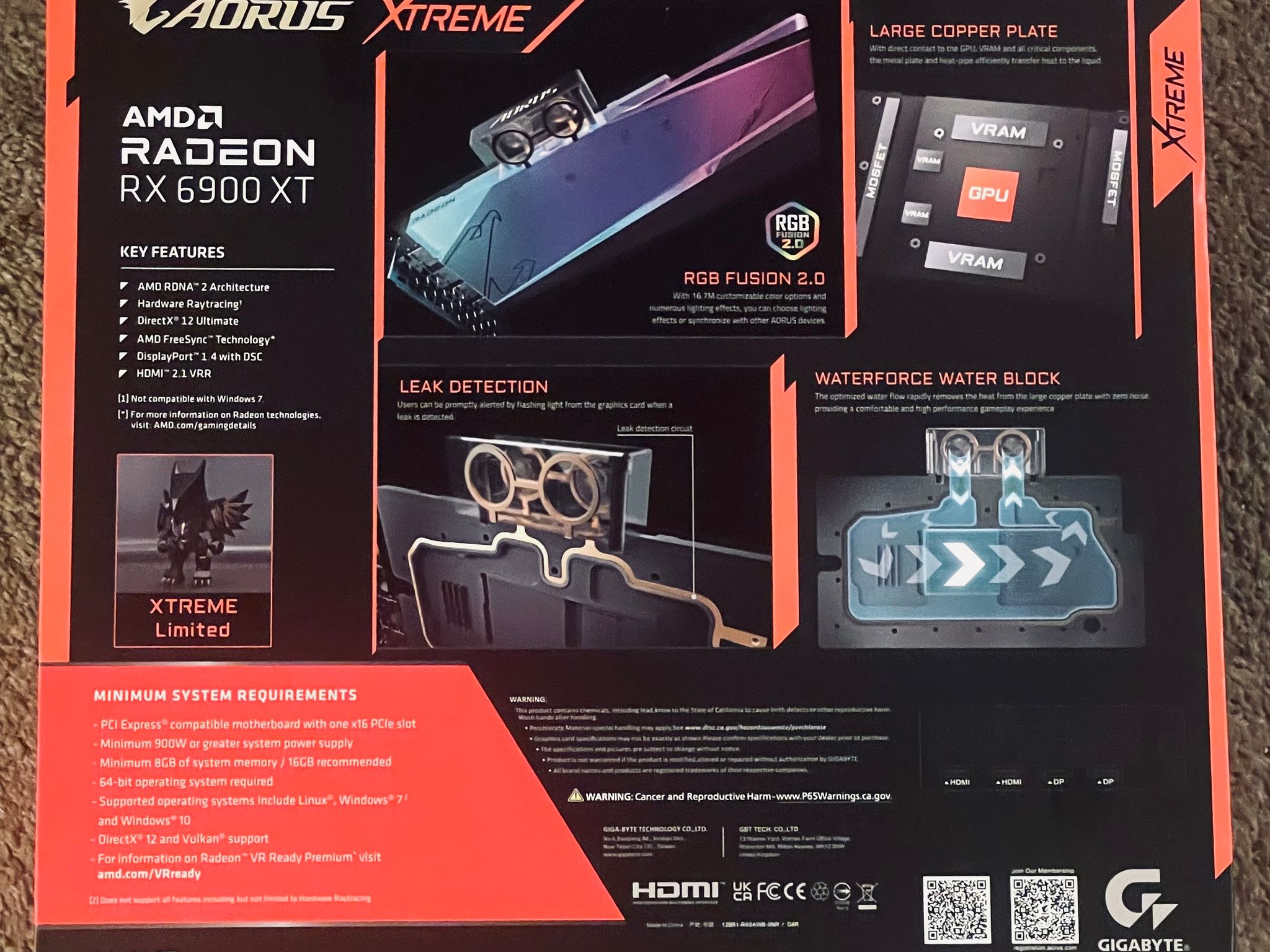 GIGABYTE AORUS Radeon RX 6900 XT XTREME WATERFORCE WB 16GB GDDR6