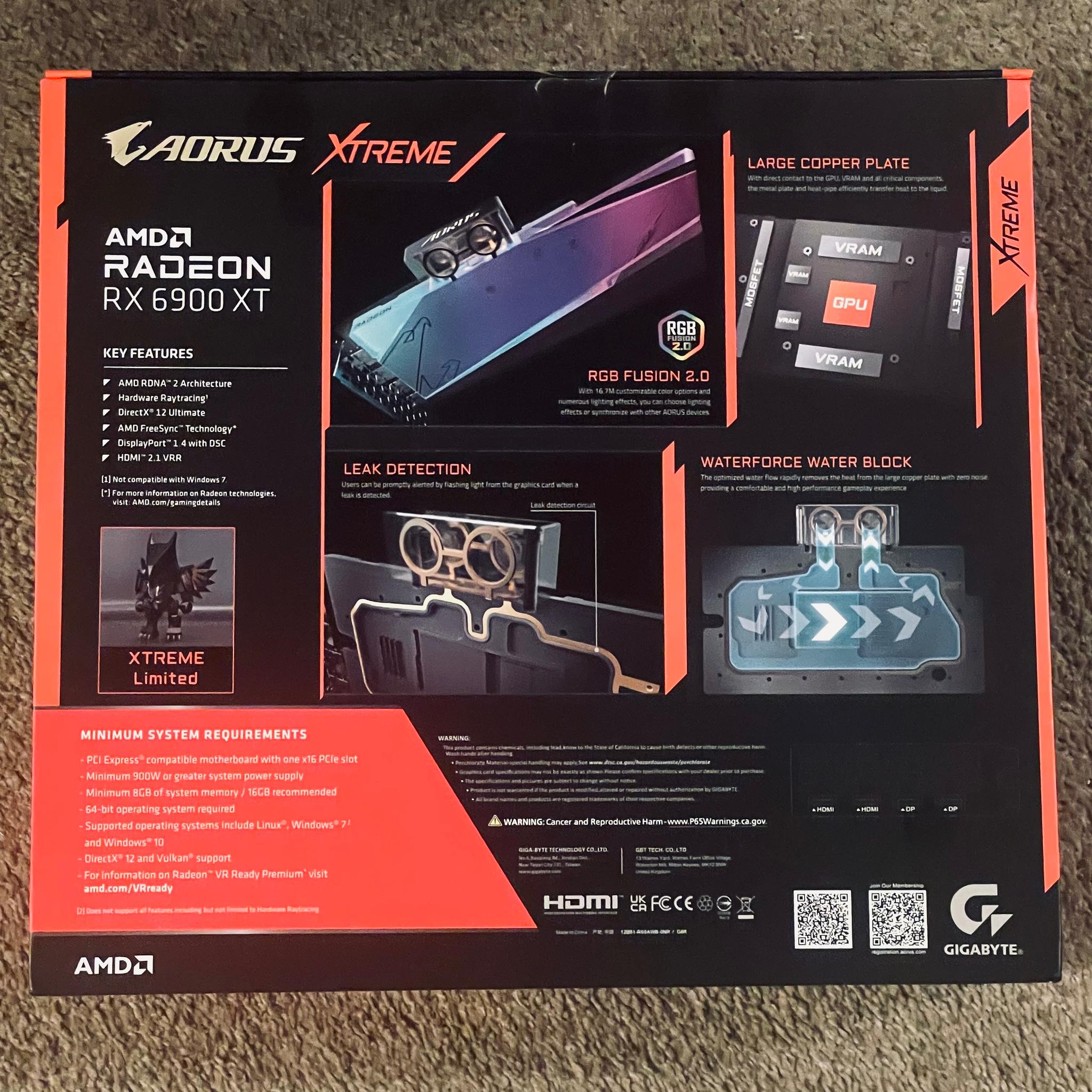 GIGABYTE AORUS Radeon RX 6900 XT XTREME WATERFORCE WB 16GB GDDR6