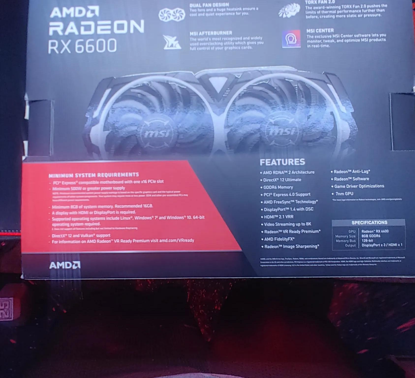 The MSI ARMOR AMD Radeon RX 6600 - 8GB