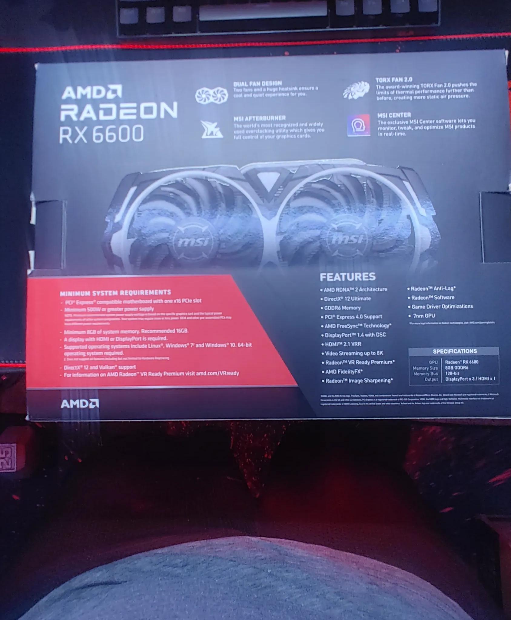 The MSI ARMOR AMD Radeon RX 6600 - 8GB