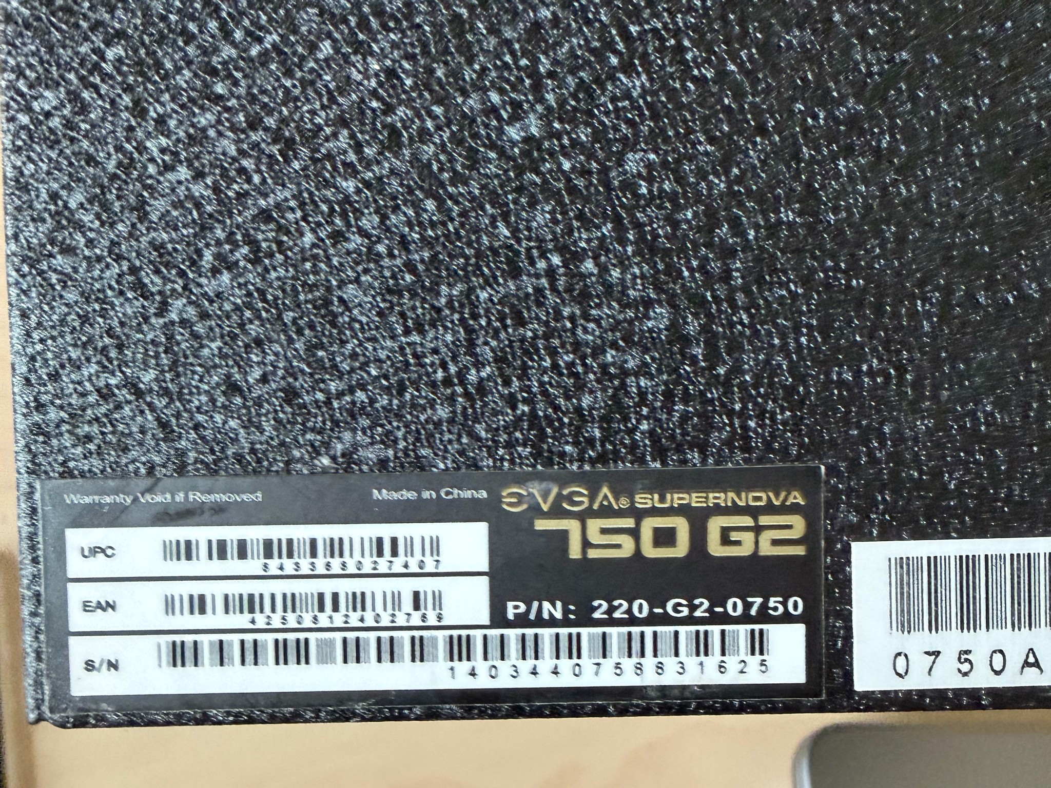 EVGA Supernova 750W Gold Power Supply