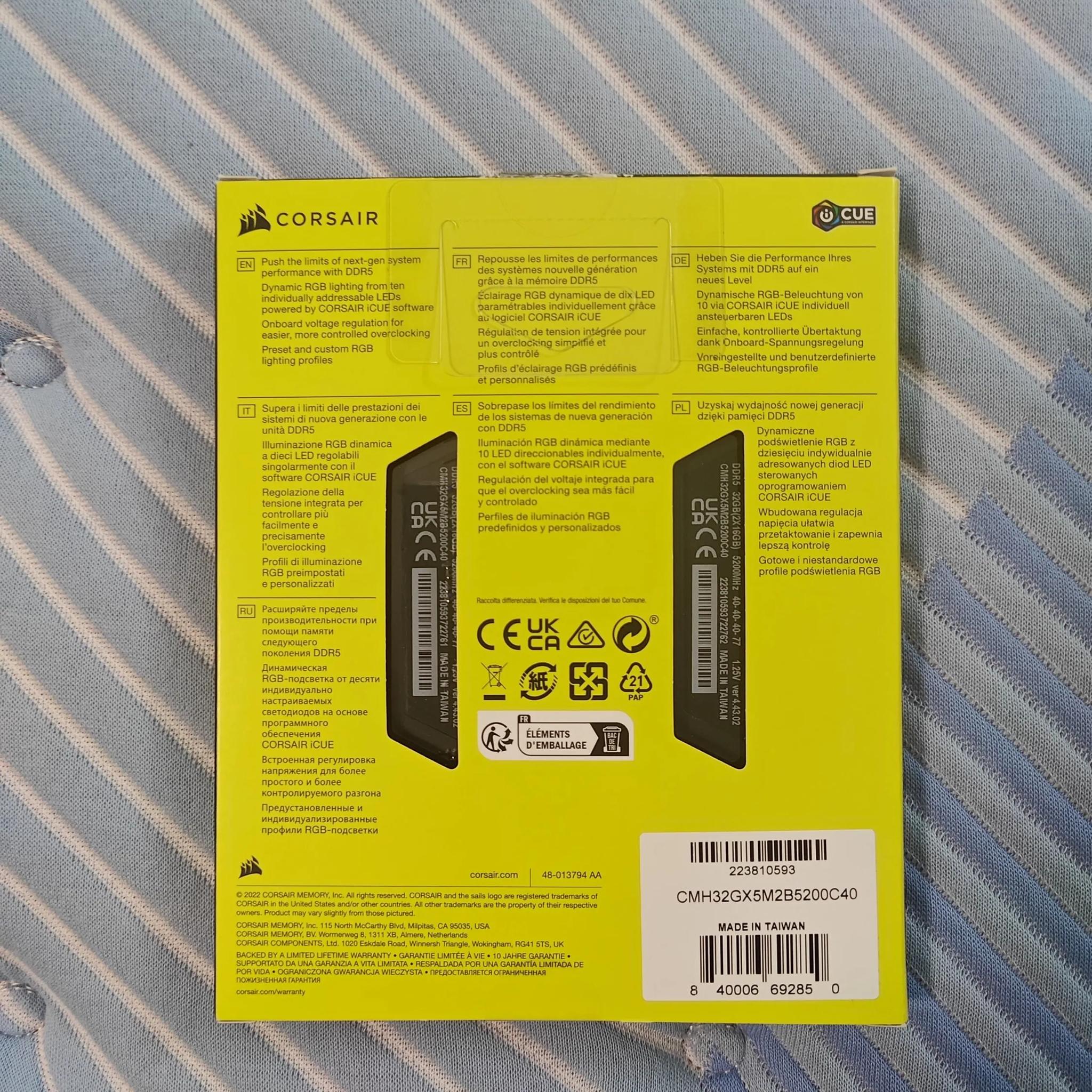 CORSAIR VENGEANCE RGB DDR5 RAM 32GB (5200MHz) BLACK