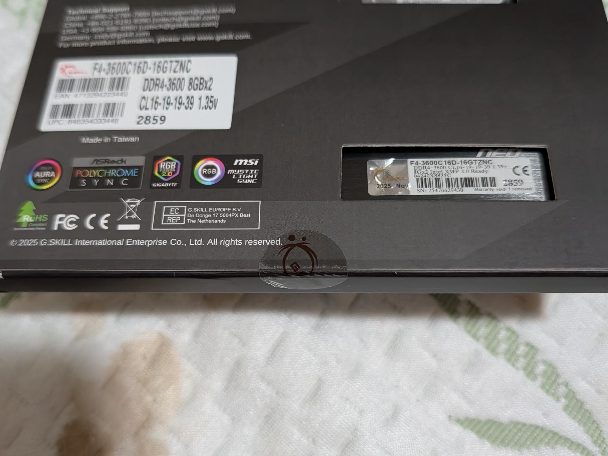 [SEALED] G.Skill Trident Z Neo 16GB (2x8GB) DDR4-3600 CL16 - Brand New RMA