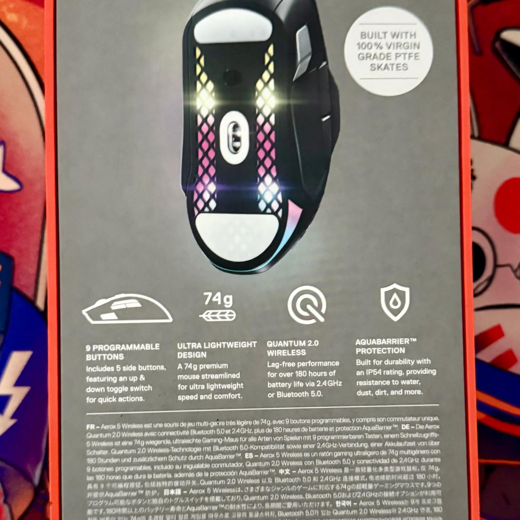 BNIB Aerox 5 Wireless SteelSeries Holey RGB Gaming Mouse (Black)