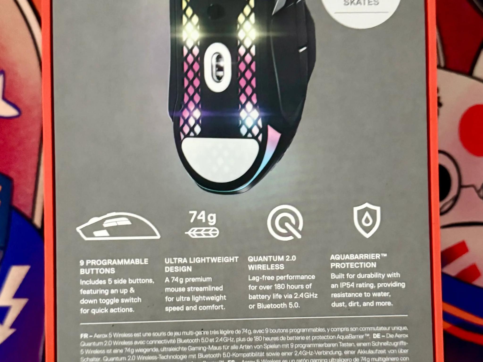 BNIB Aerox 5 Wireless SteelSeries Holey RGB Gaming Mouse (Black)