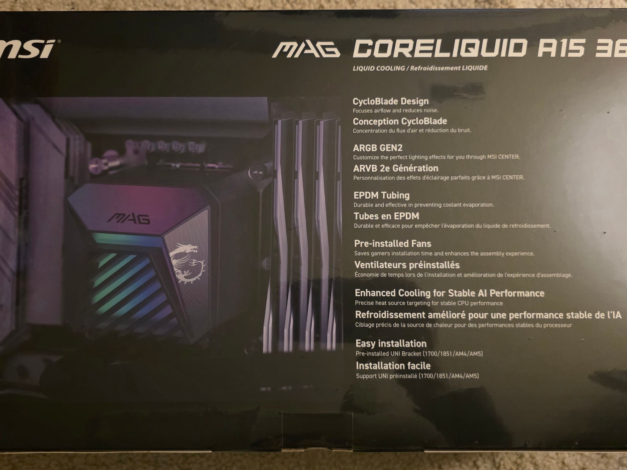 MSI MAG Coreliquid A15 360 Black ARGB AIO Cooler LGA 1700/1851/AM5/AM4 Sockets Brand New Sealed