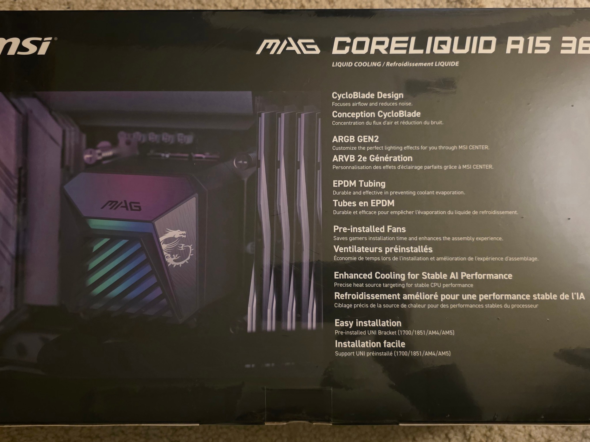 MSI MAG Coreliquid A15 360 Black ARGB AIO Cooler LGA 1700/1851/AM5/AM4 Sockets Brand New Sealed