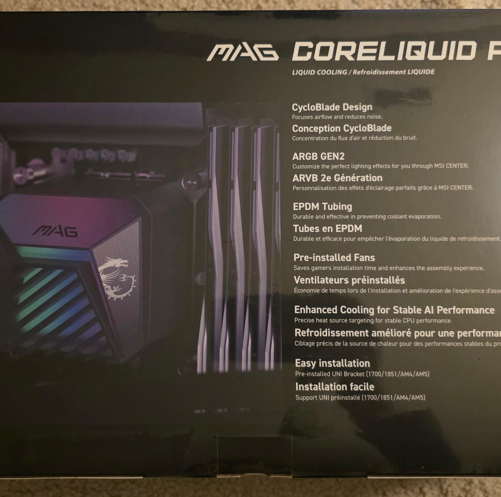 MSI MAG Coreliquid A15 360 Black ARGB AIO Cooler LGA 1700/1851/AM5/AM4 Sockets Brand New Sealed