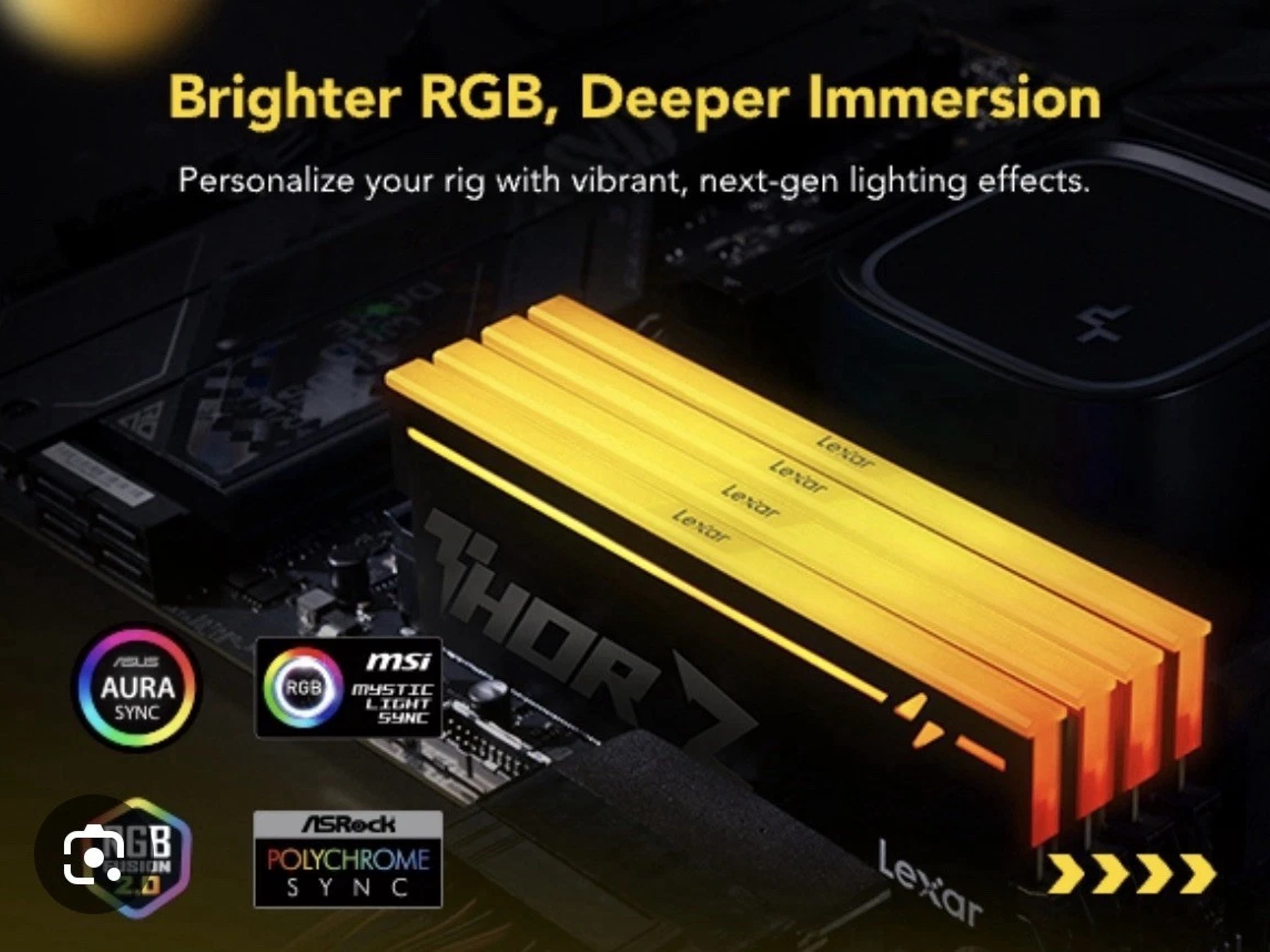 Lexar Thor Z Series RGB DDR5 RAM 32GB Kit (2x16GB) 6000 MHz CL38-48-48-96
