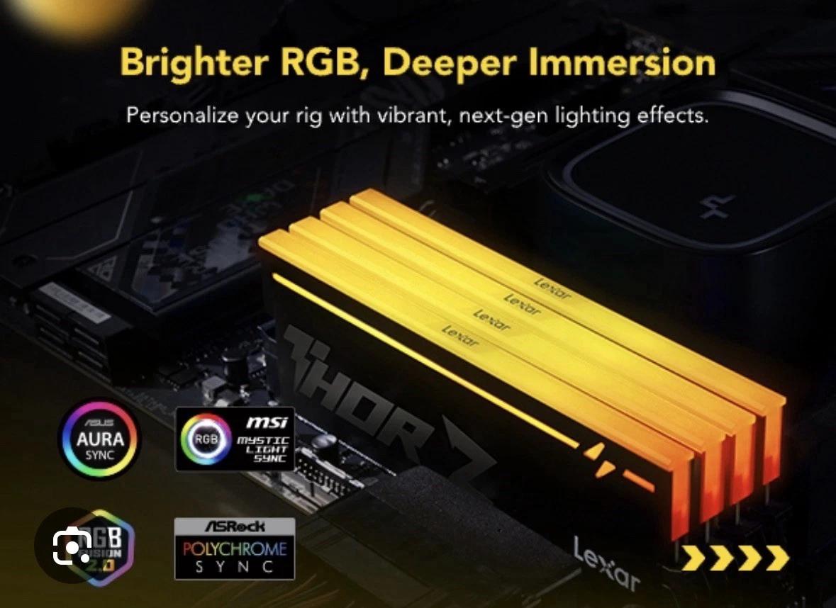 Lexar Thor Z Series RGB DDR5 RAM 32GB Kit (2x16GB) 6000 MHz CL38-48-48-96