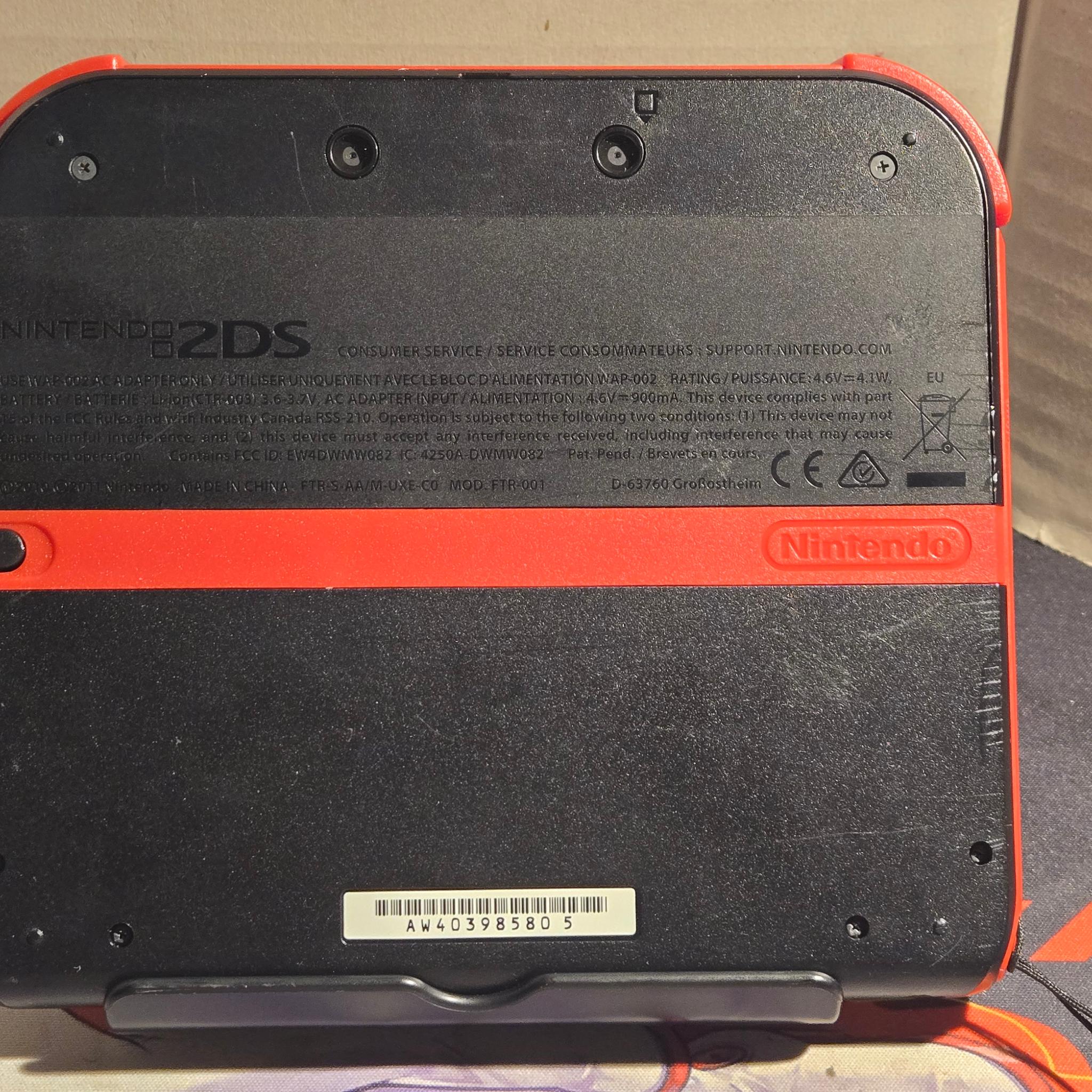 CUSTOM REFURBISHED Nintendo 2DS Black/Red Handheld Console, Mario Kart 7 Edition