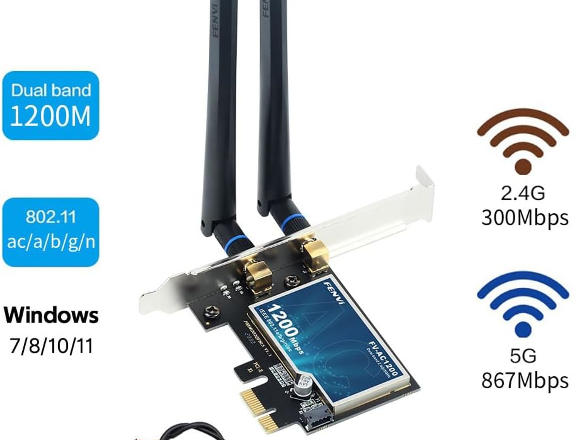 fenvi PCIe Network Card WiFI + Bluetooth 4.0 / Dual Antenna