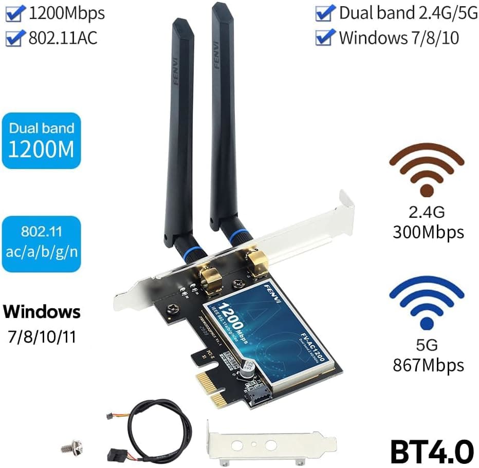 fenvi PCIe Network Card WiFI + Bluetooth 4.0 / Dual Antenna
