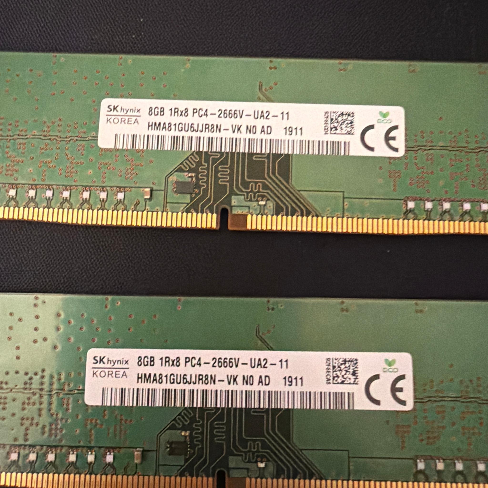 16GB DDR4 RAM 2x8GB SK Hynix 2666 DDR4 DIMM RAM