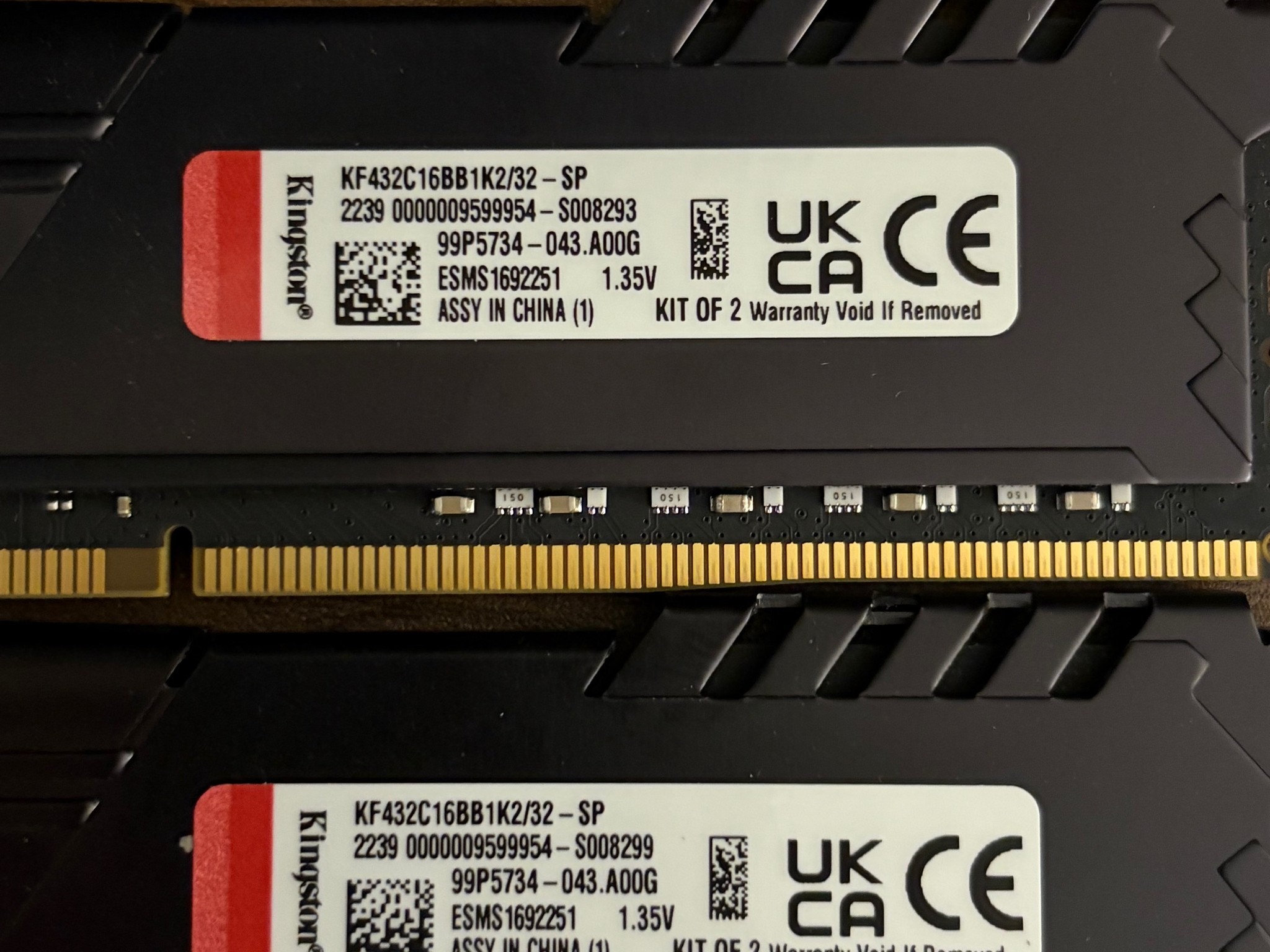32GB (2 x 16GB) Kingston Fury Beast DDR4 3200MHz
