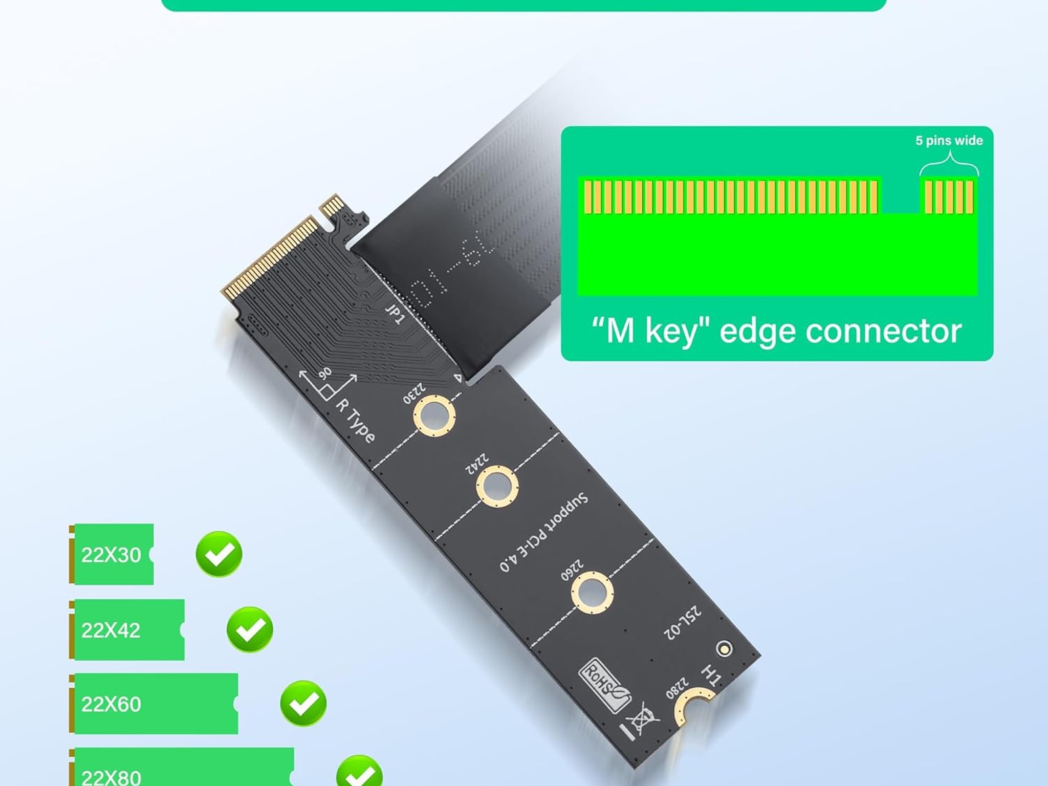 M.2 M Key PCI-E 4.0 2280 NGFF 90 Degree PCIe X4 Extender Cable M2 PCI-E 4X Female M2 2230 Right Bend