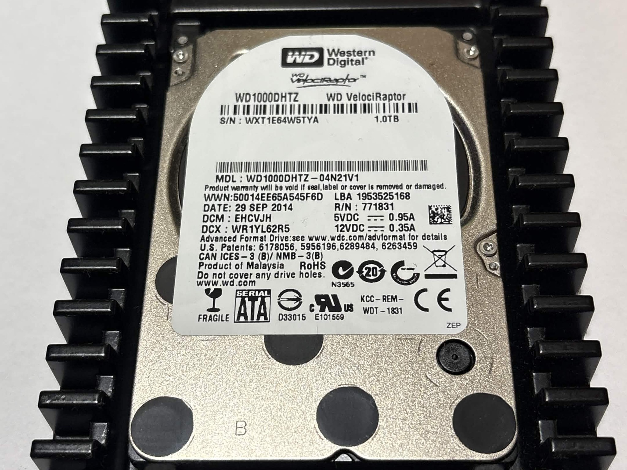 WD VelociRaptor 1TB 10,000 RPM SATA HDD w/ IcePack – WD1000DHTZ – Good SMART