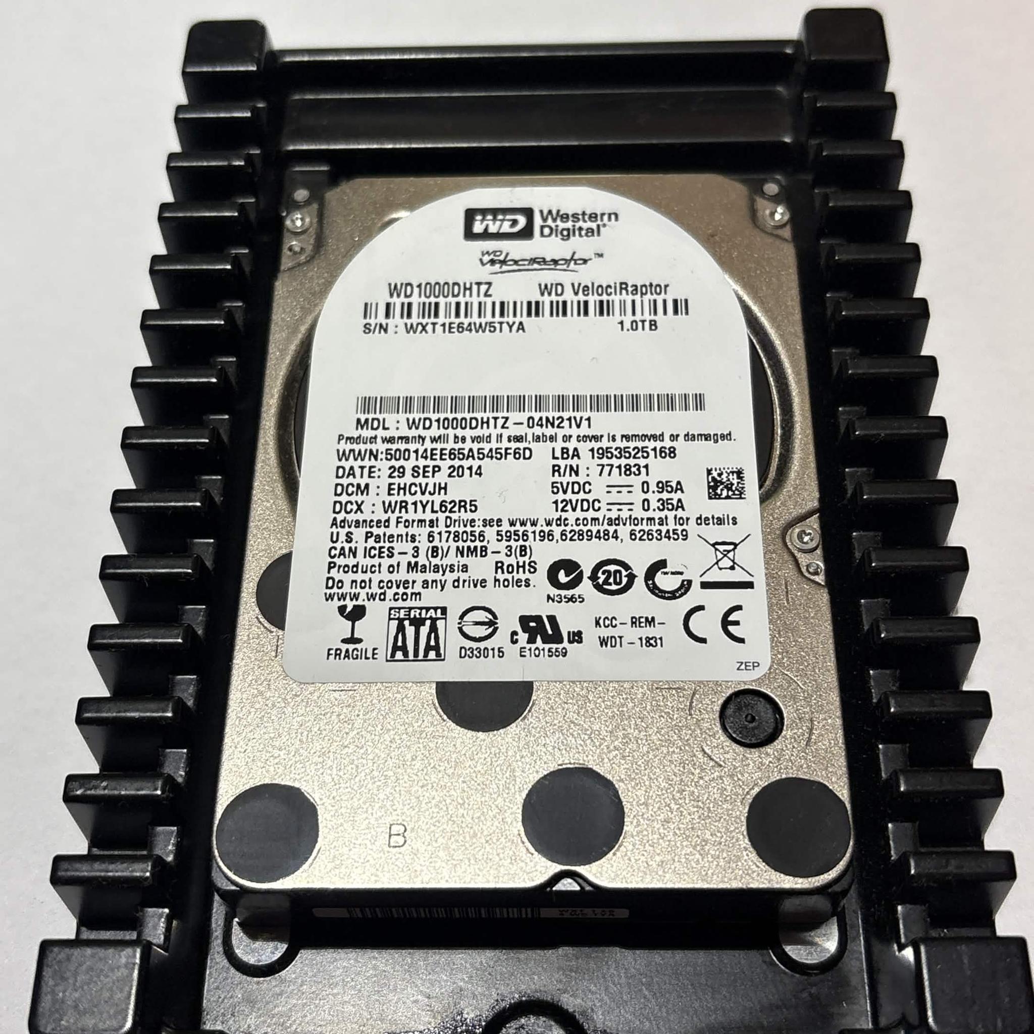 WD VelociRaptor 1TB 10,000 RPM SATA HDD w/ IcePack – WD1000DHTZ – Good SMART