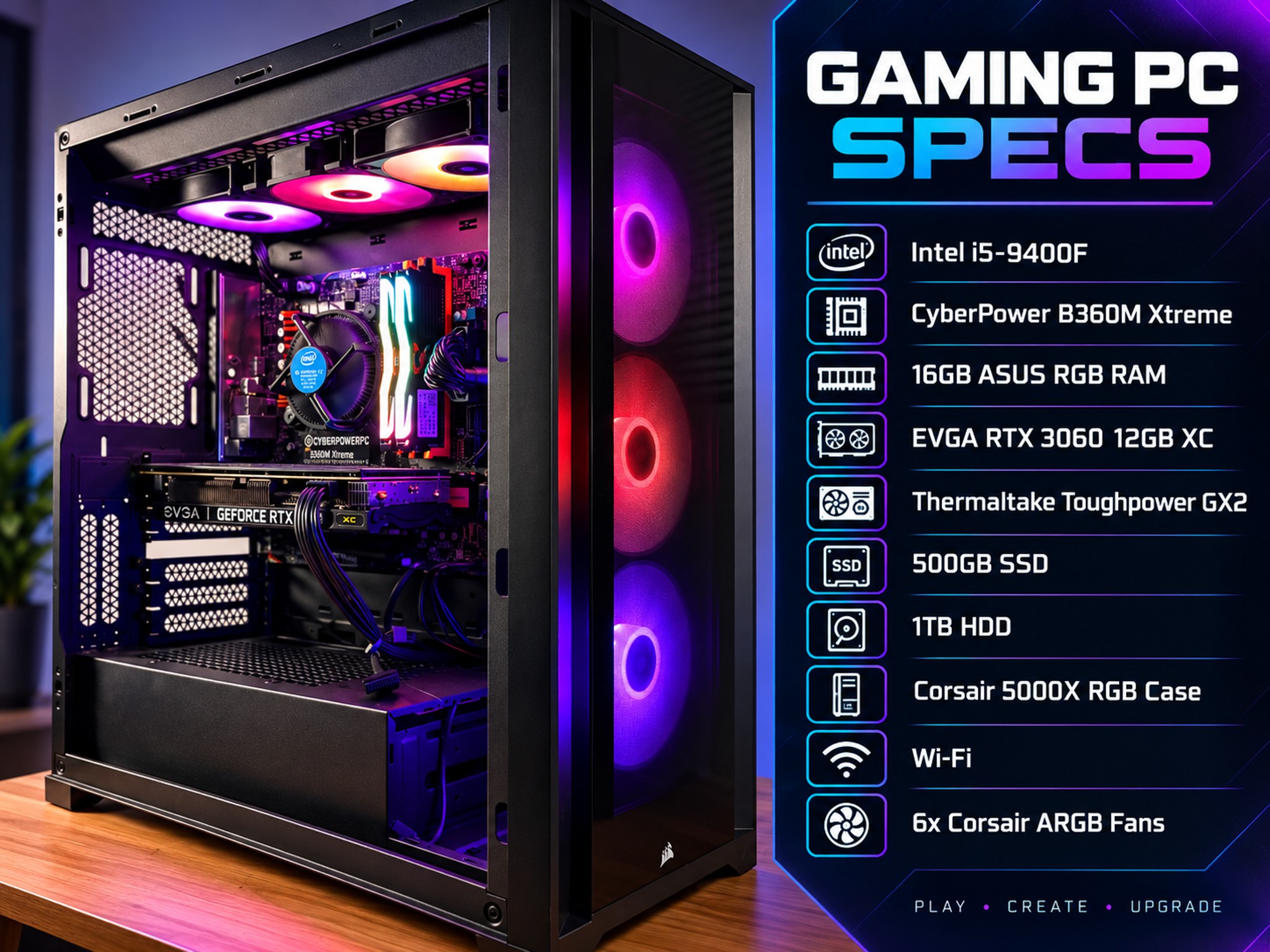 GeForce RTX 3060 Custom Gaming PC - Core i5-9400F