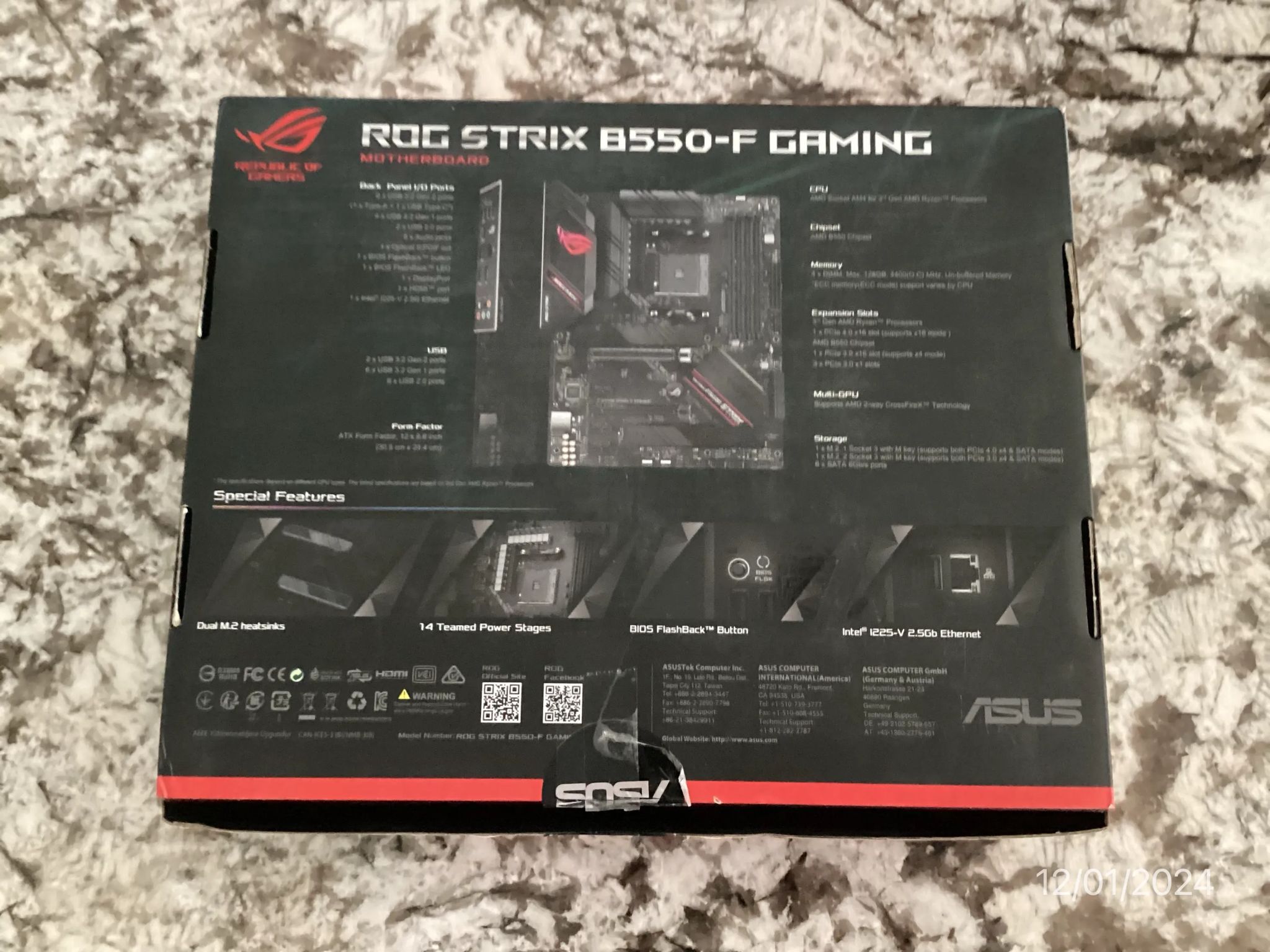 ROG Strix B550-F Motherboard Open Box Never Used