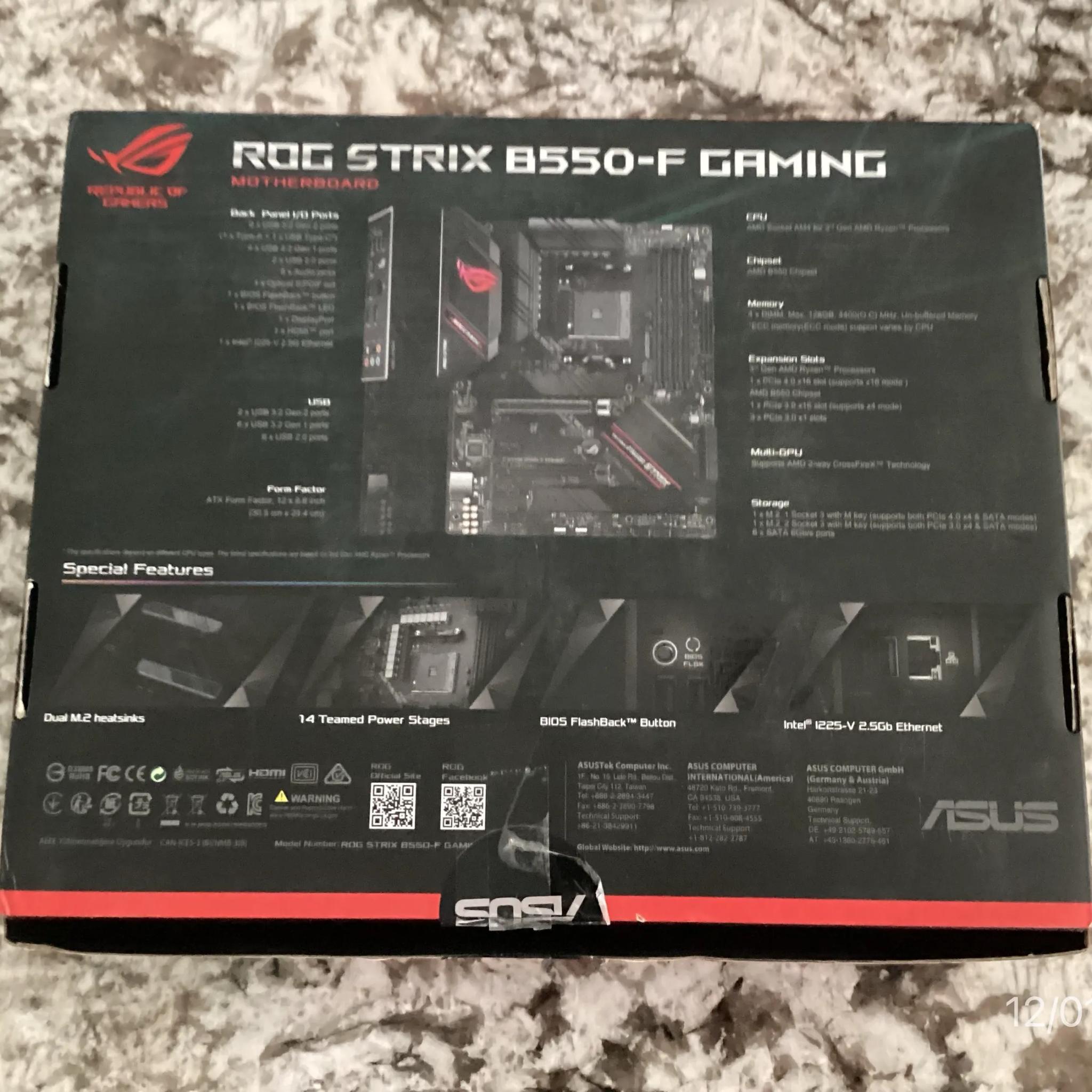 ROG Strix B550-F Motherboard Open Box Never Used