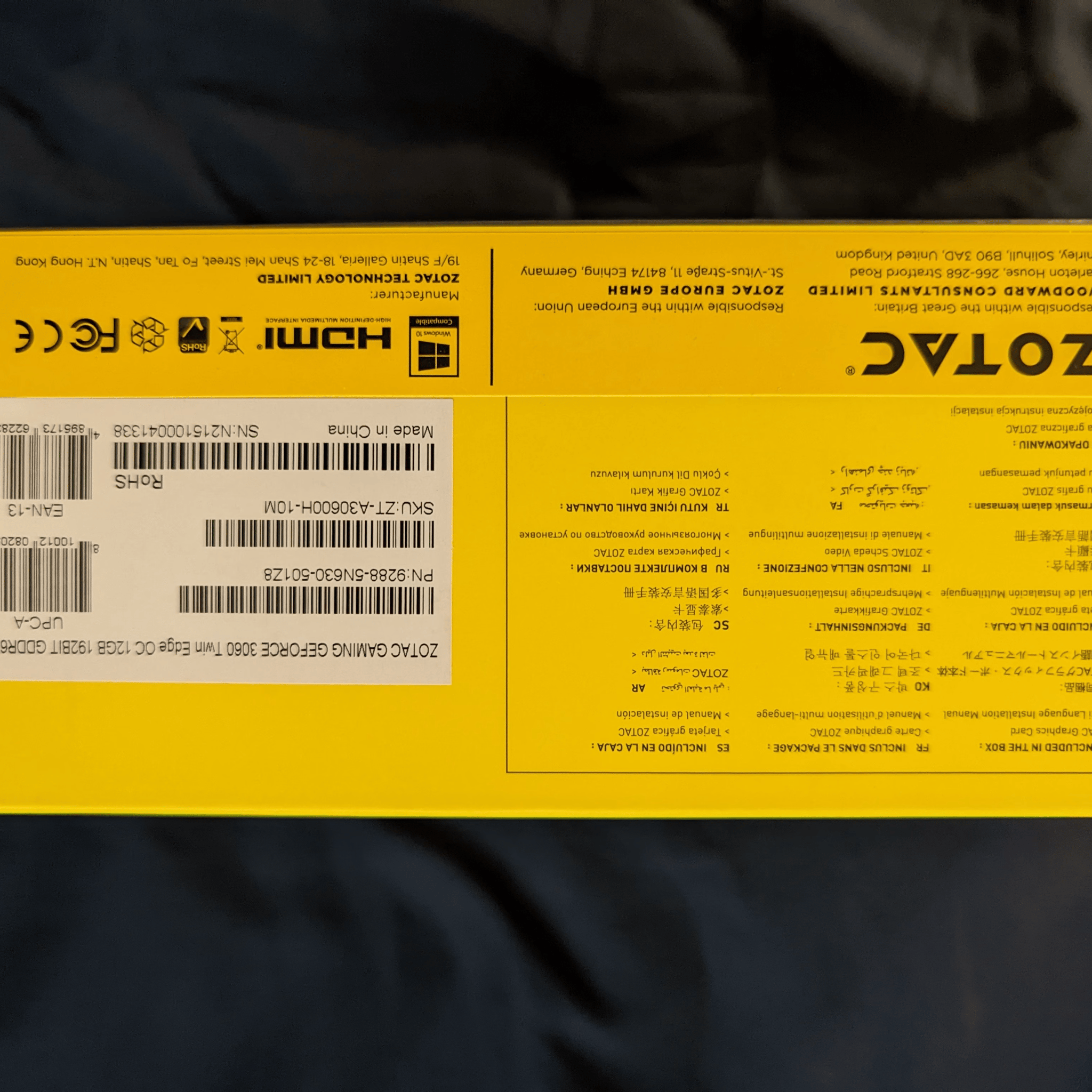 Used Zotac Twin Edge OC RTX 3060 12GB