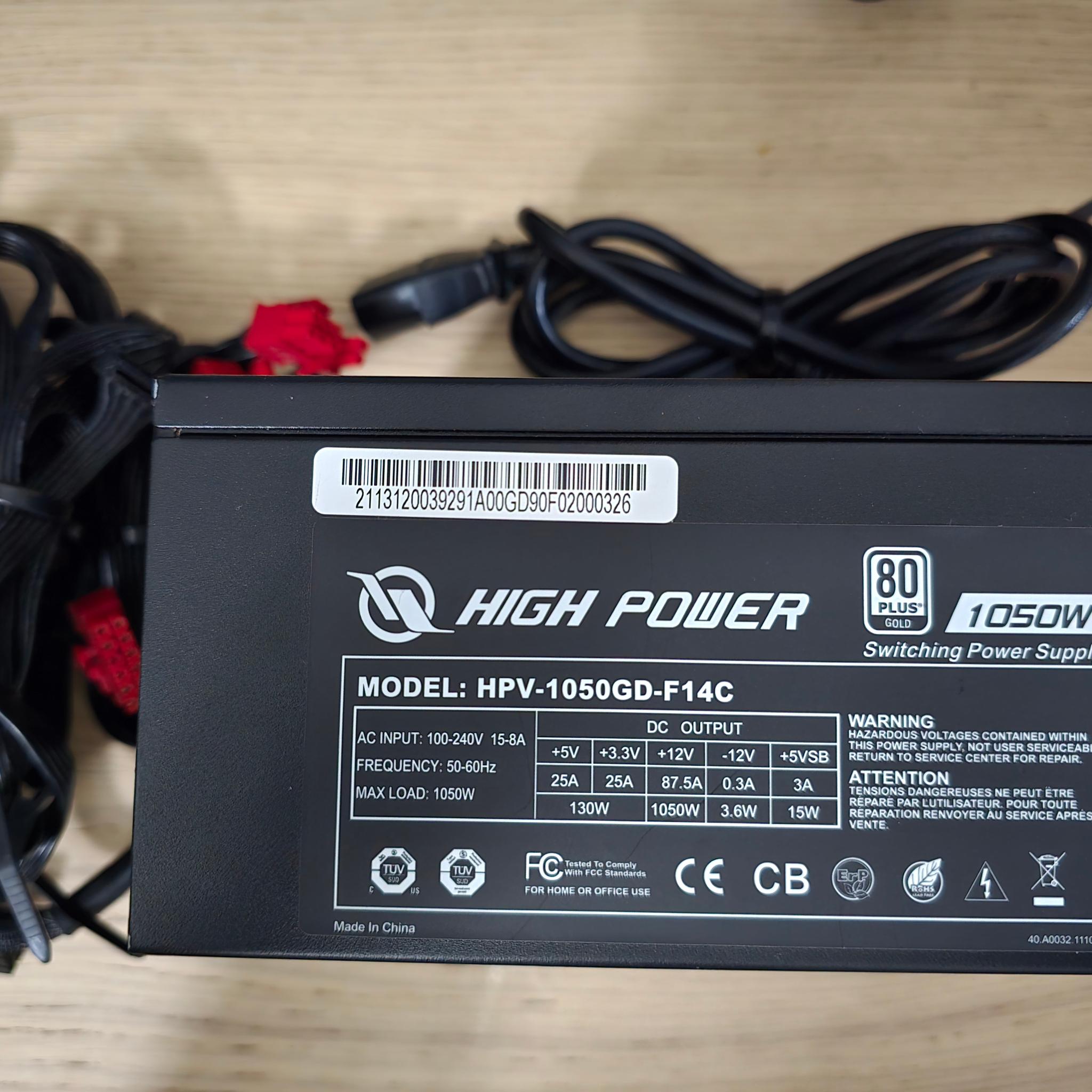 High Power 1050w  80 Plus Gold - Like New - Working Power Supply for $80