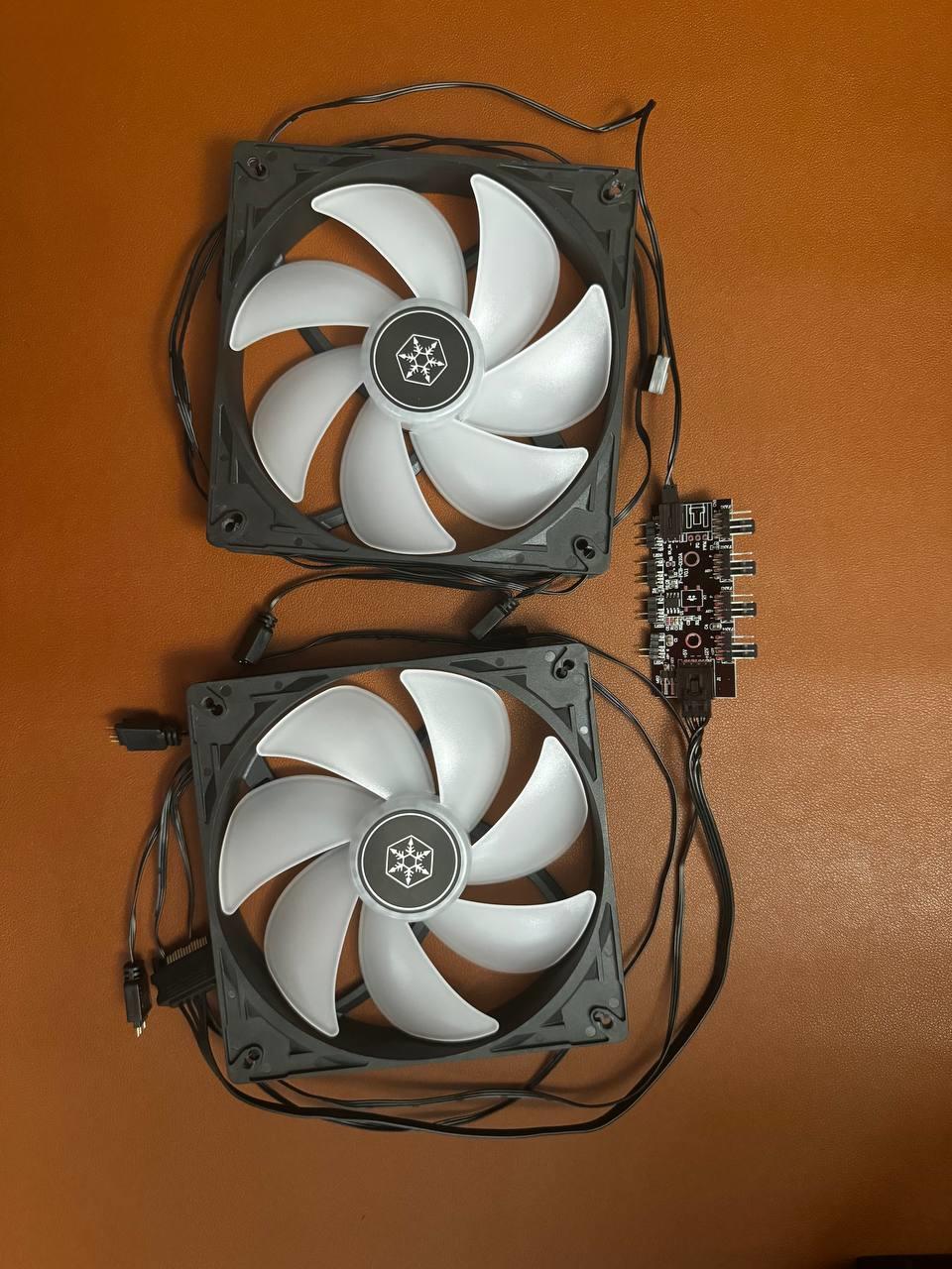 2 Silverstone 140mm ARGB Case Fans and fan/argb hub