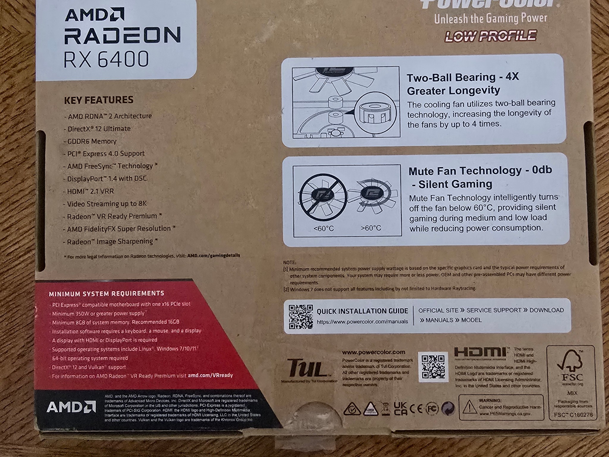 PowerColor Low Profile Radeon RX 6400 4Gb DDR6 no external power SFF single slot itx optiplex mini