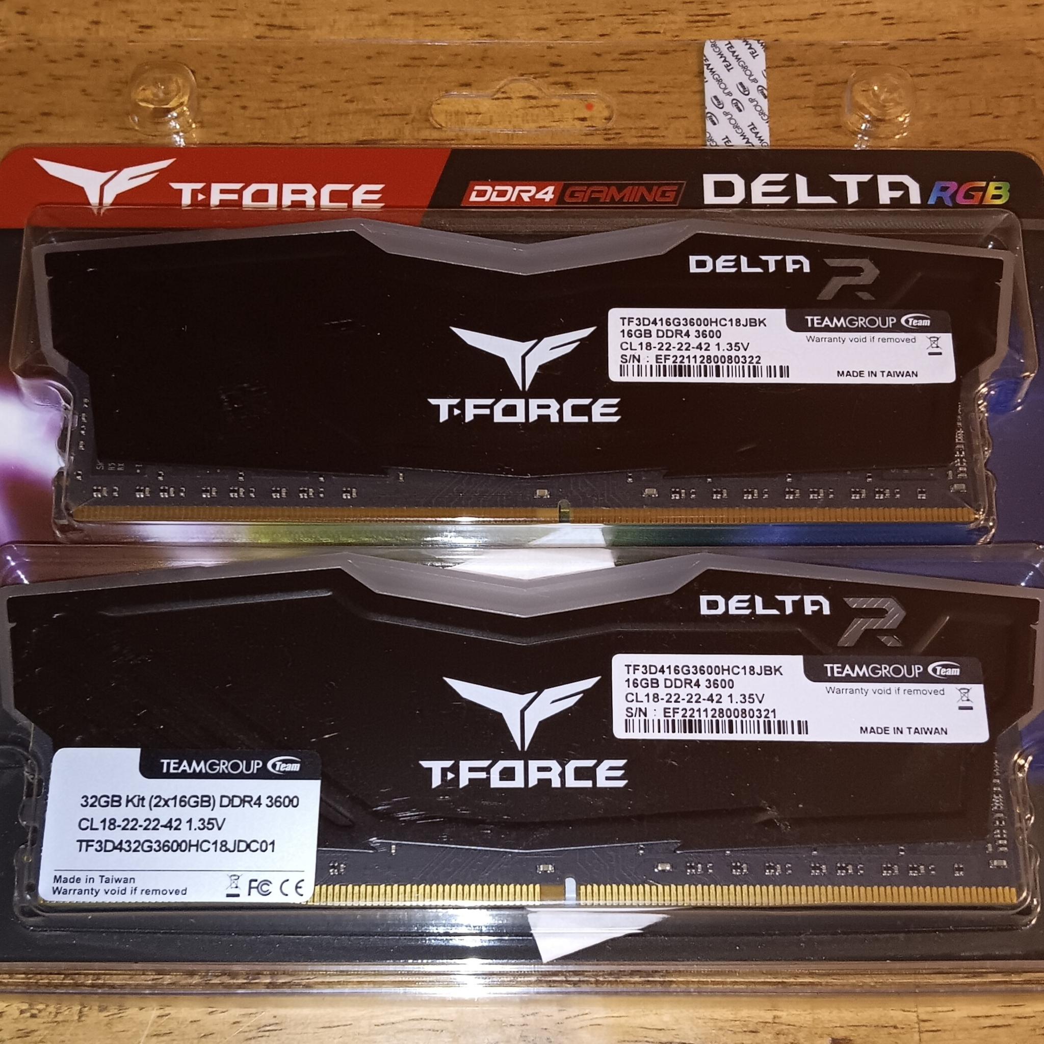 TEAMGROUP T-Force Delta RGB DDR4 32GB (2X16Gb) 3600Mhz  (PC4-28800) CL18