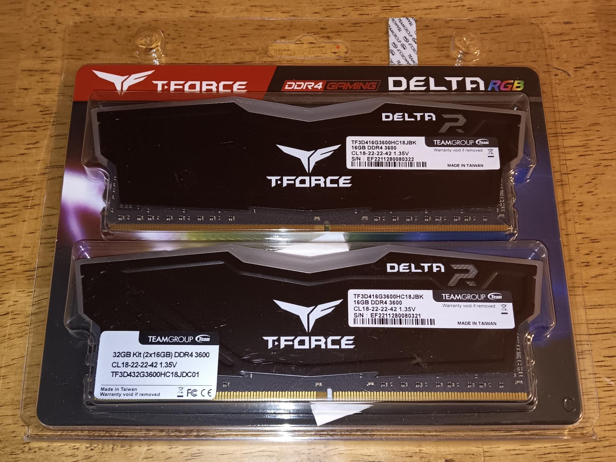 TEAMGROUP T-Force Delta RGB DDR4 32GB (2X16Gb) 3600Mhz  (PC4-28800) CL18