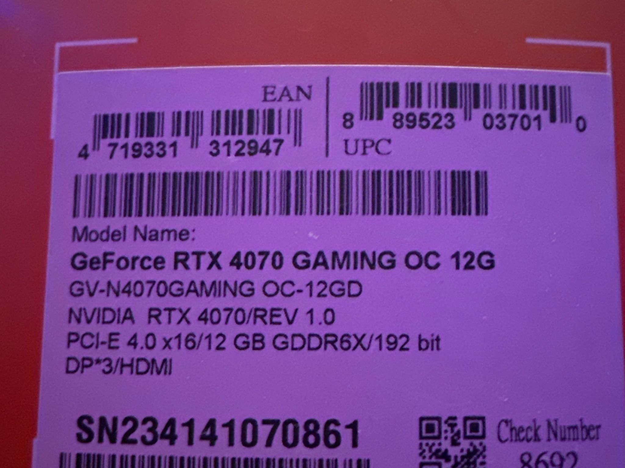 RTX 4070 Gigabyte OC Graphics Card