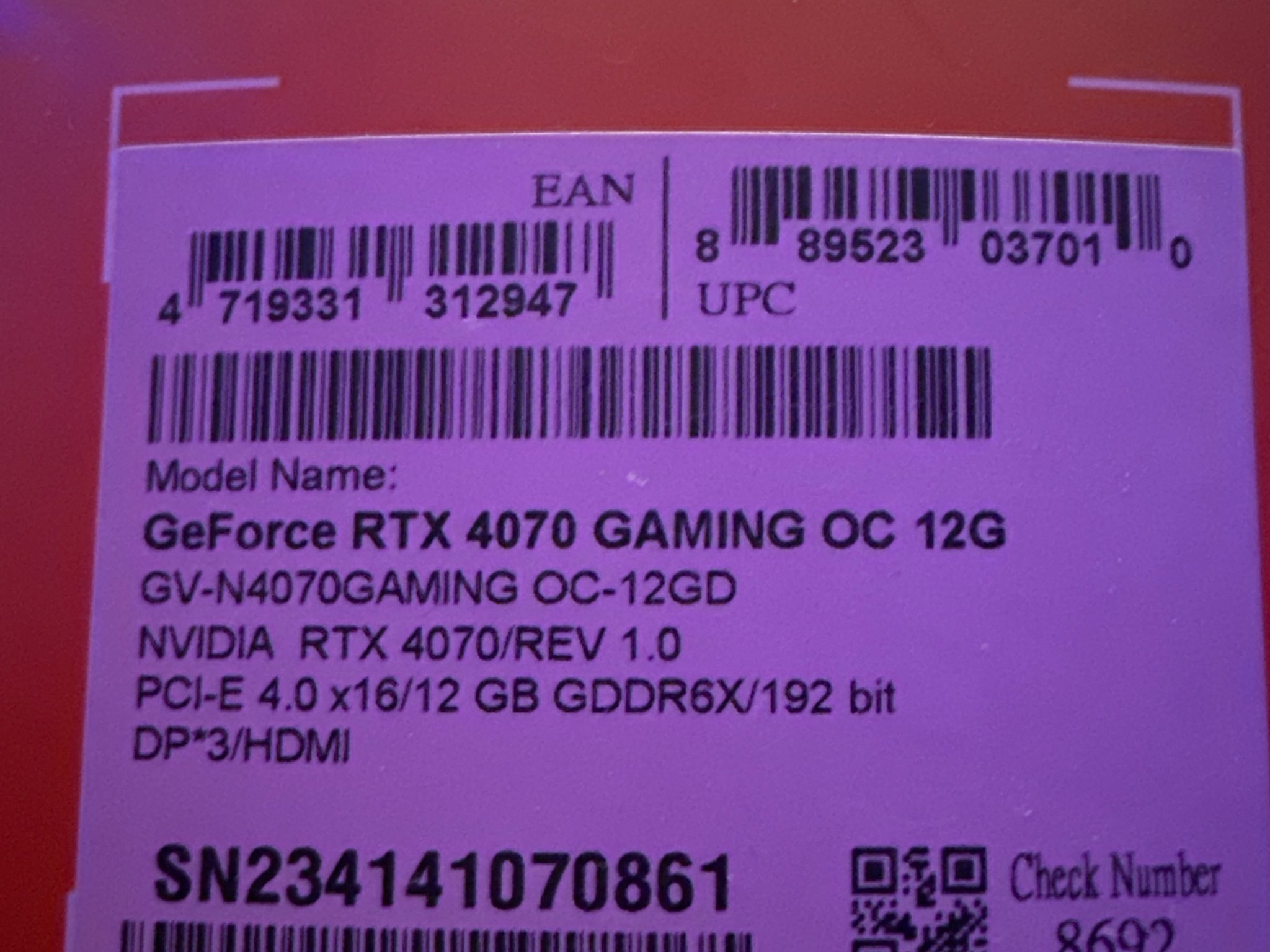 RTX 4070 Gigabyte OC Graphics Card